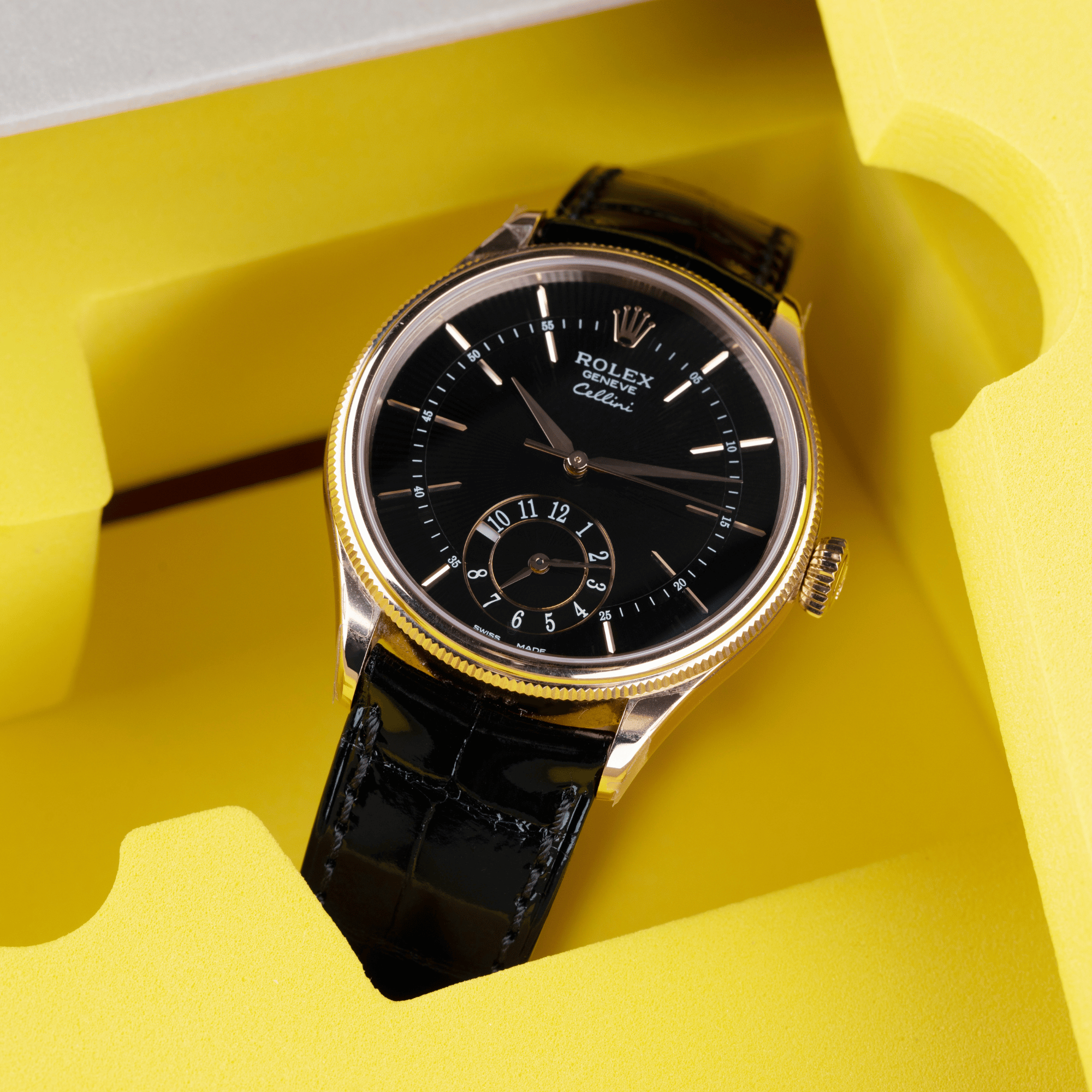 Cellini Dual Time Rose Gold Black Dial 39mm Product Image