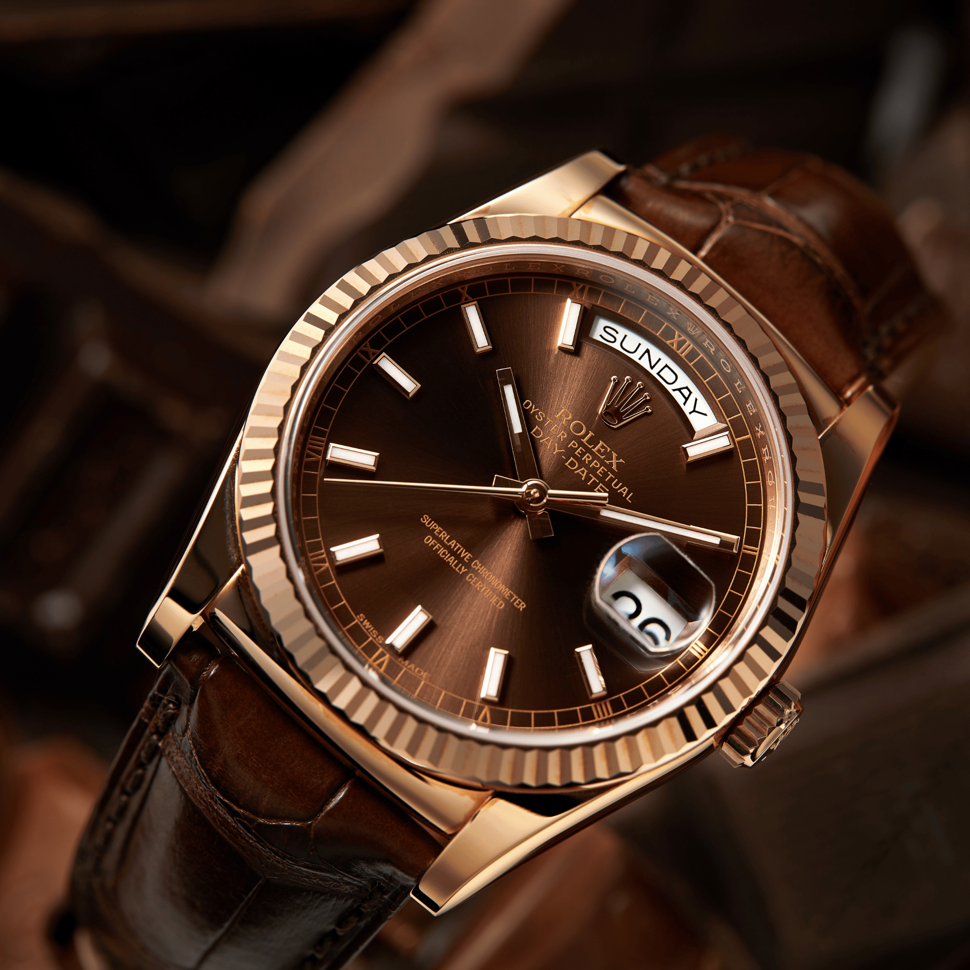 Day-Date Rose Gold Chocolate Dial 36mm Product Image 16