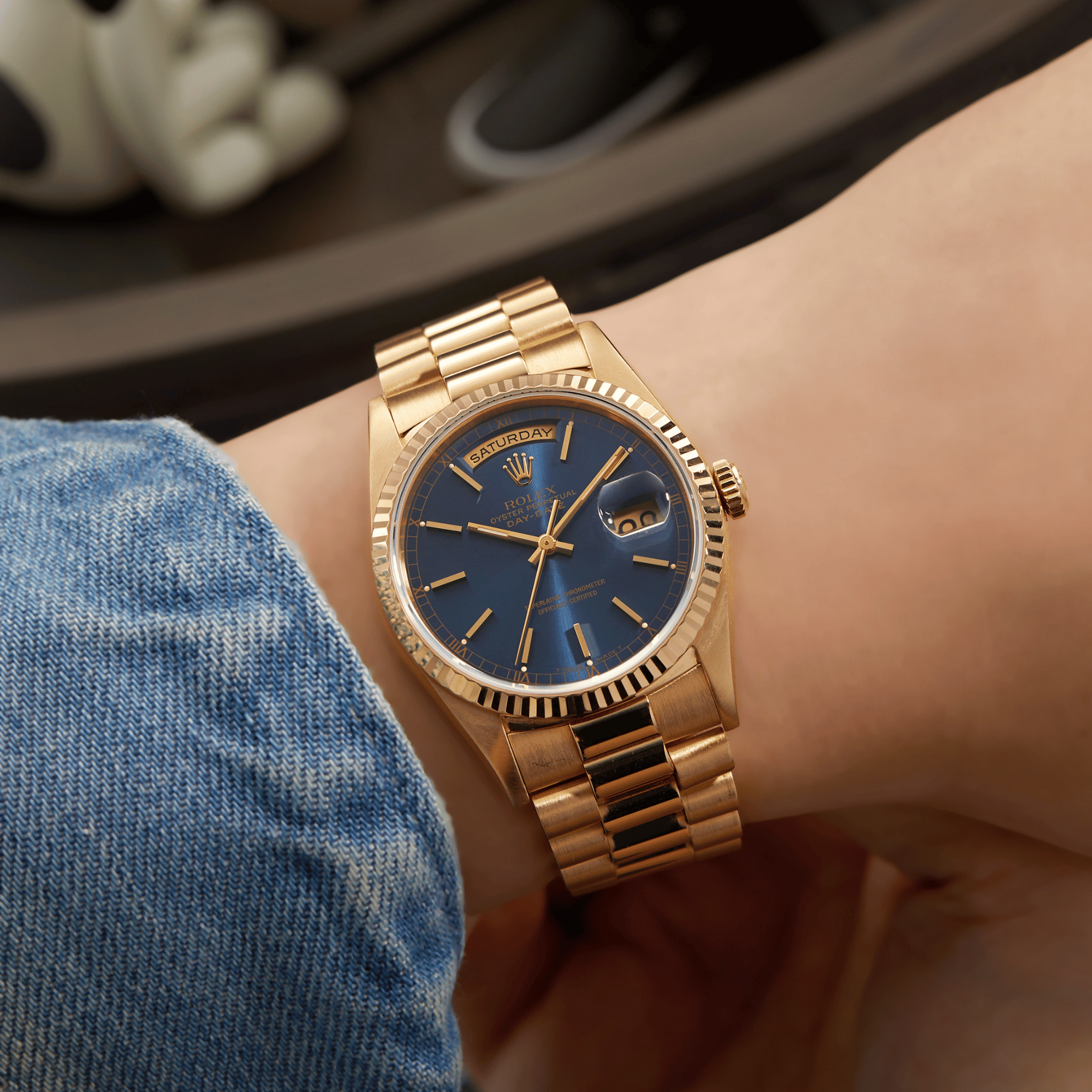 Day-Date W Series Yellow Gold Blue Dial 36mm Product Image 5