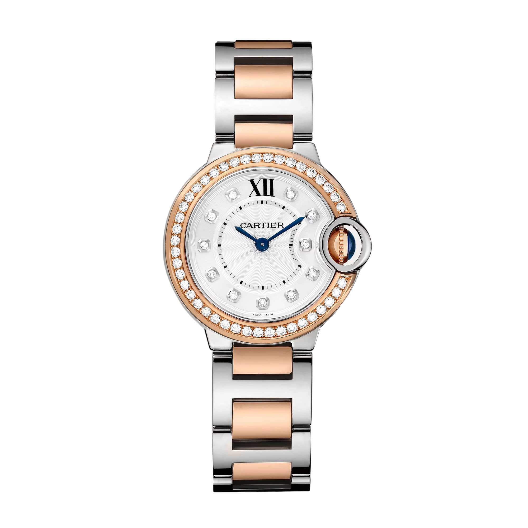 Ballon Bleu de Cartier Rose Gold & Steel Diamond Silver Dial 28mm Product Image