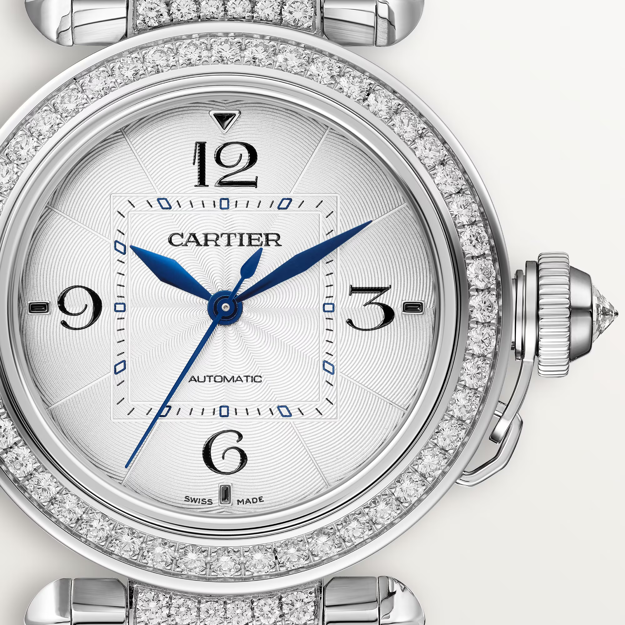 Pasha de Cartier White Gold Diamond Silver Dial 35mm Product Image 1