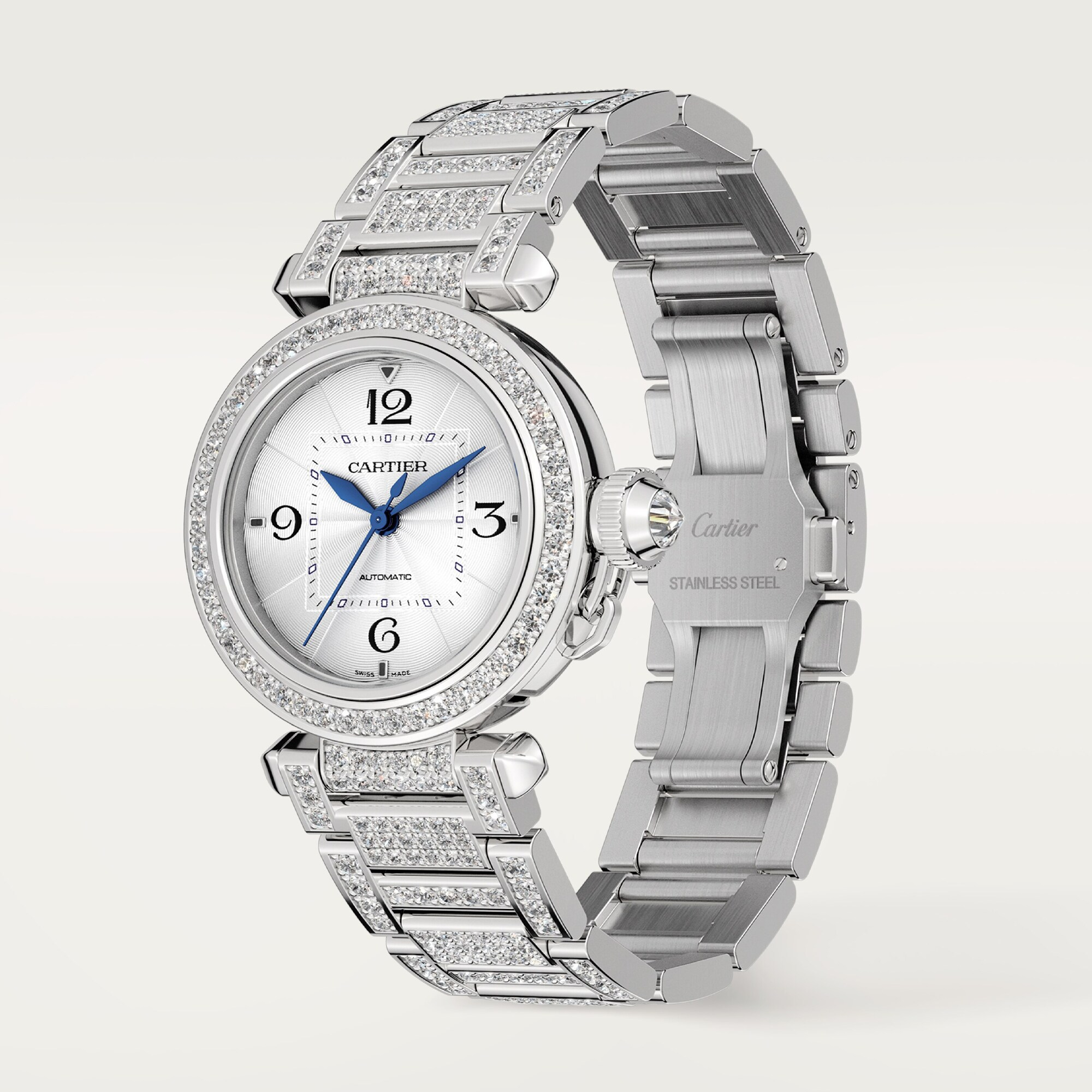 Pasha de Cartier White Gold Diamond Silver Dial 35mm Product Image 2