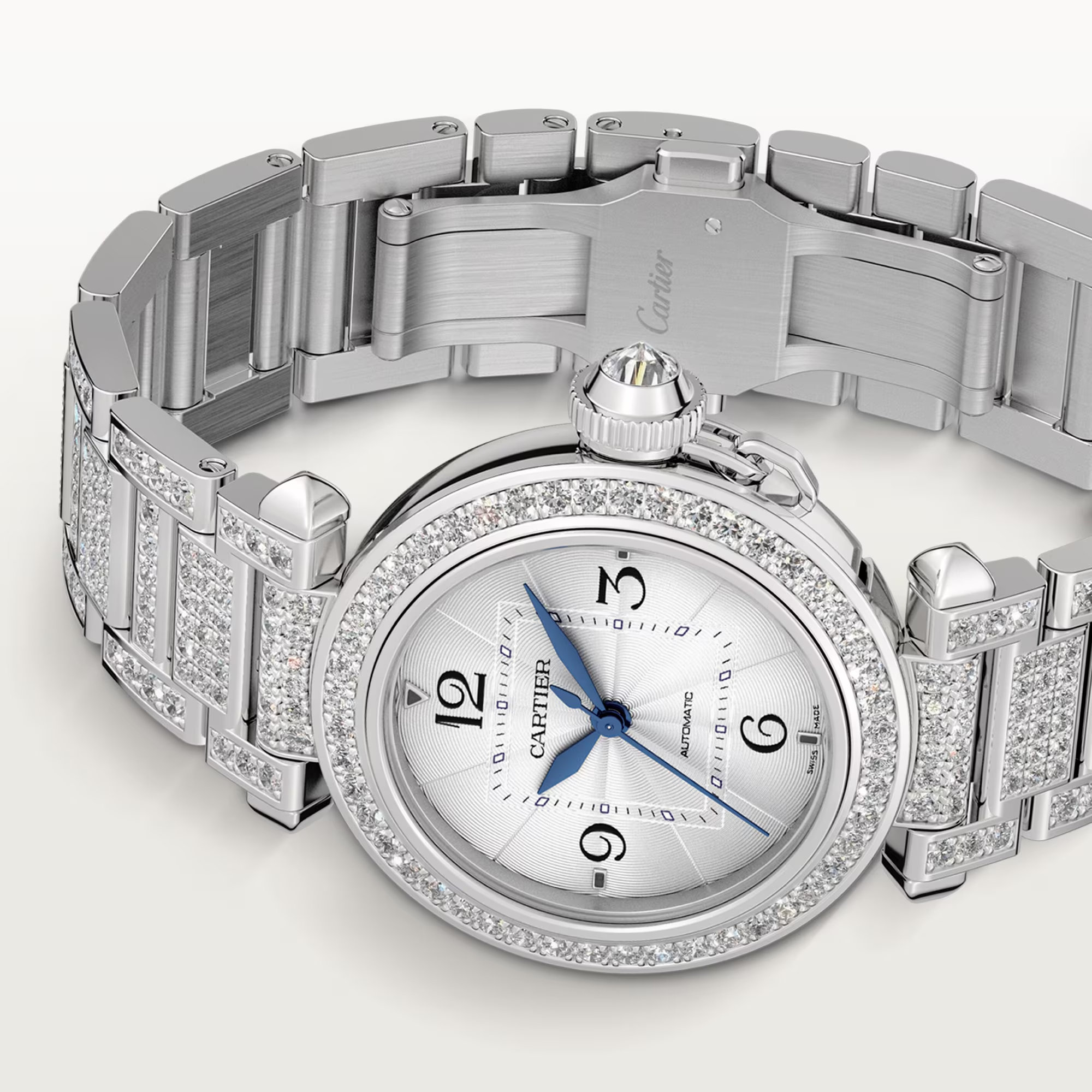 Pasha de Cartier White Gold Diamond Silver Dial 35mm Product Image 3