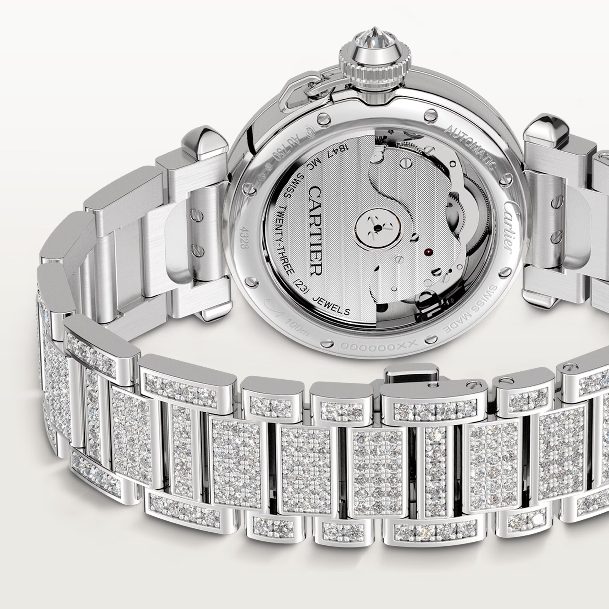 Pasha de Cartier White Gold Diamond Silver Dial 35mm Product Image 4