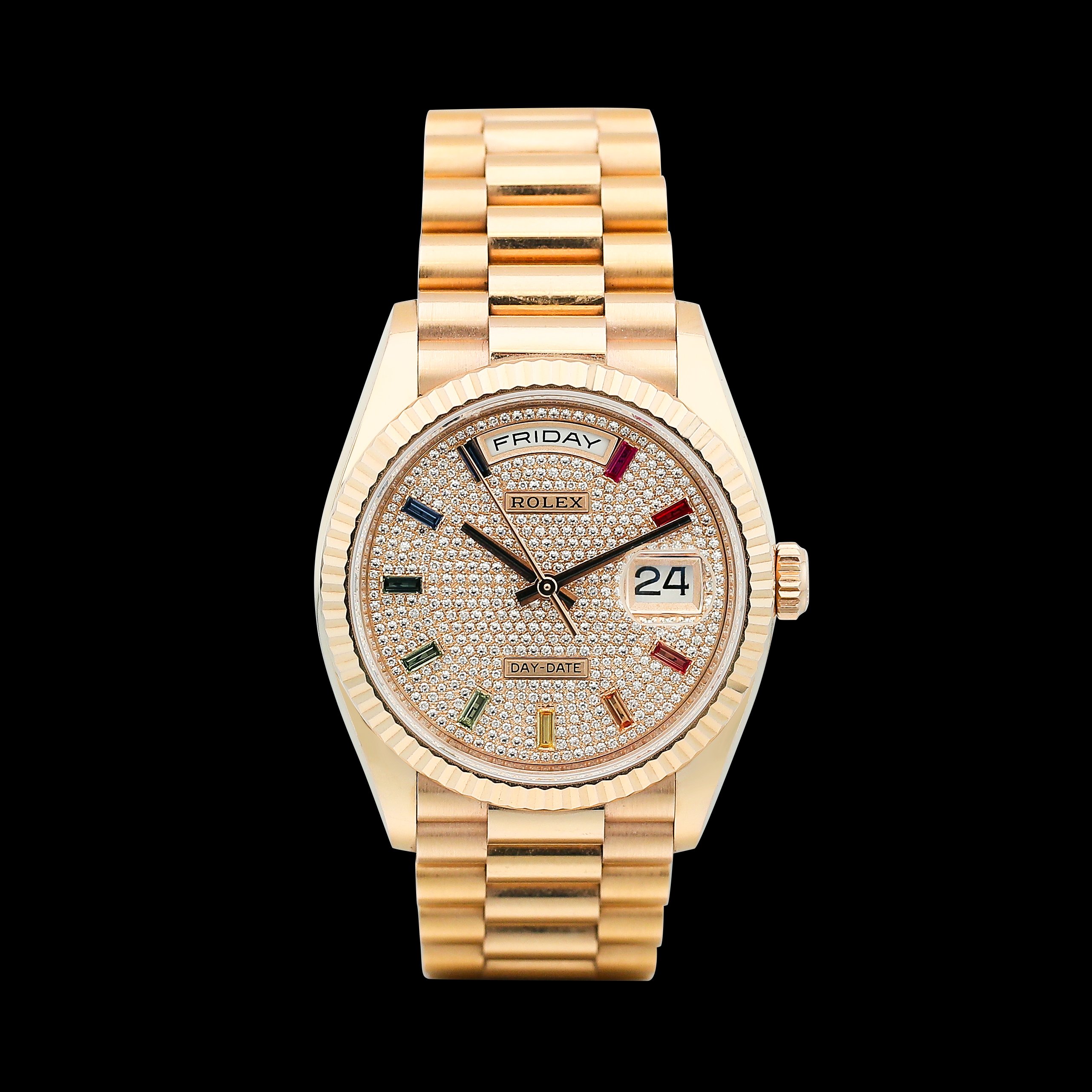 Day-Date Rose Gold Pave Dial 36mm Product Image 1