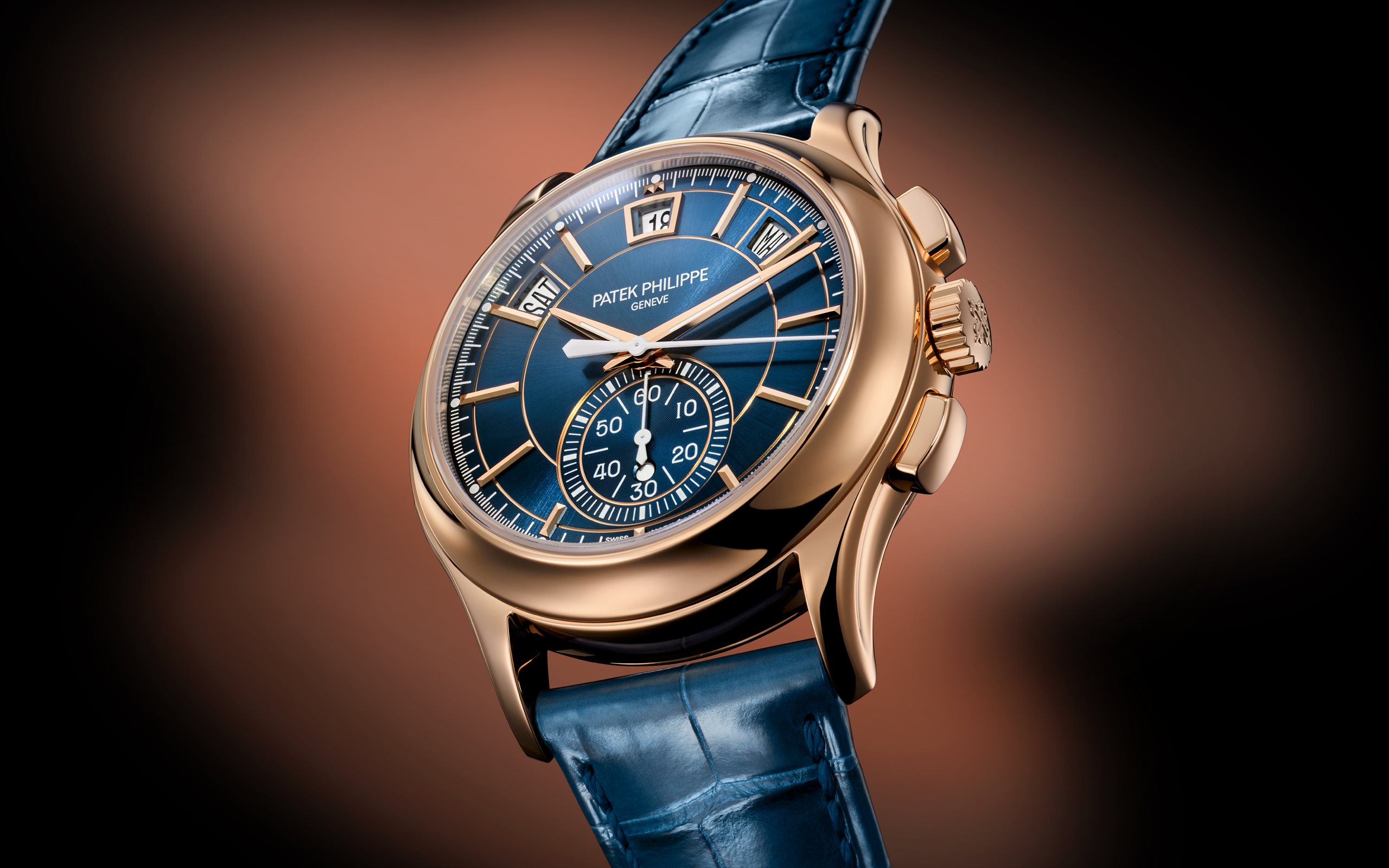 Annual Calendar Chronograph Rose Gold Blue Dial 42mm Product Image 1
