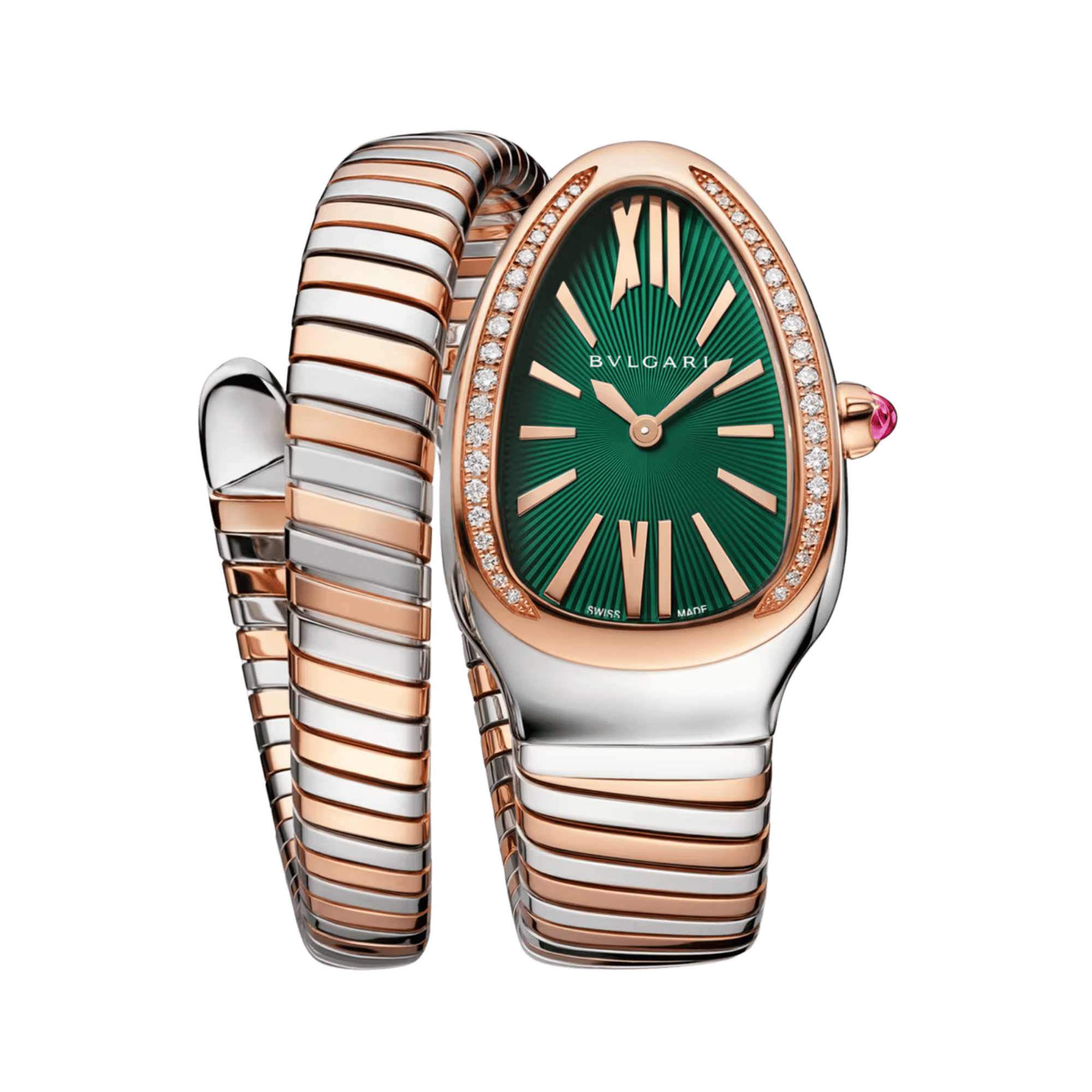 Serpenti Tubogas Rose Gold & Steel Diamond Green Dial 35mm Product Image
