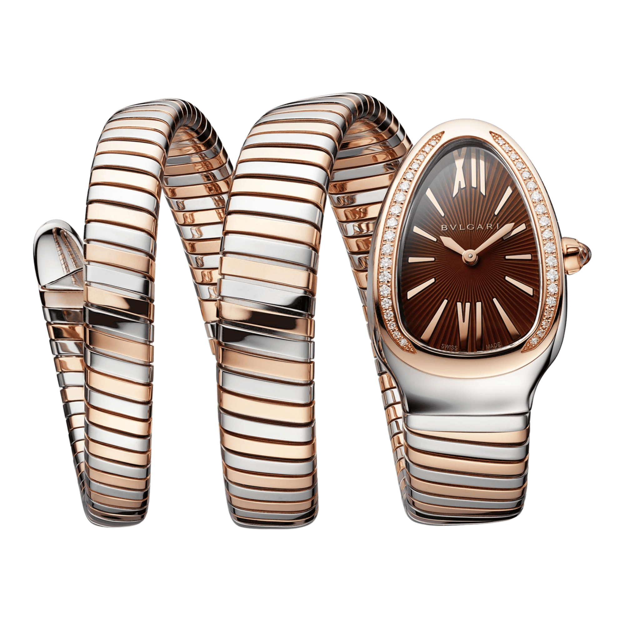 Serpenti Tubogas Double Tour Rose Gold & Steel Diamond Brown Dial 35mm Product Image