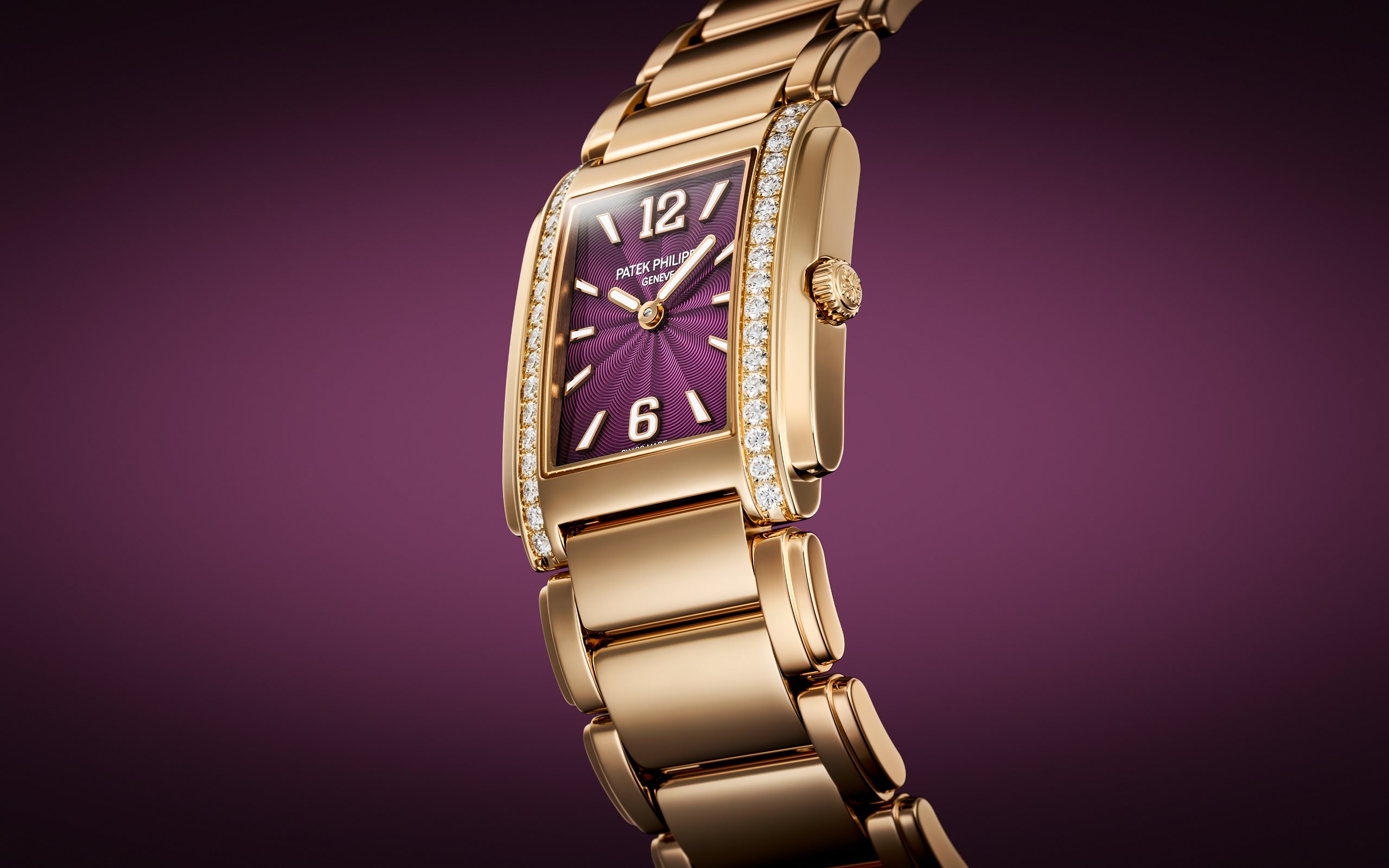Twenty~4 Manchette Rose Gold Diamond Purple Dial 25mm Product Image 1