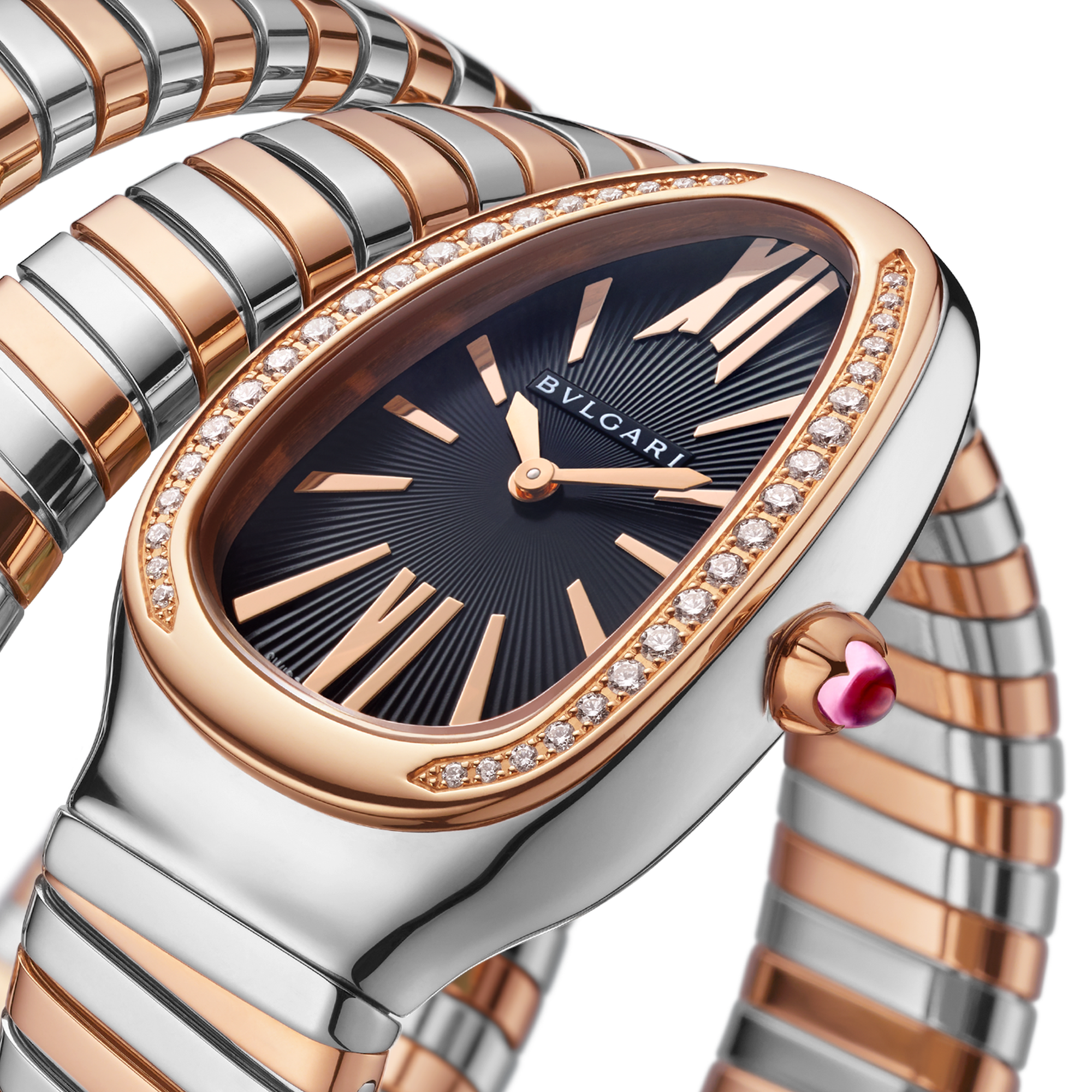 Serpenti Tubogas Double Tour Rose Gold & Steel Diamond Black Dial 35mm Product Image 2