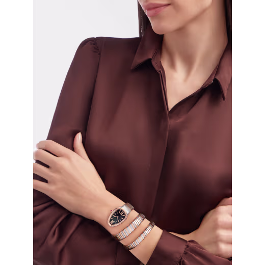 Serpenti Tubogas Double Tour Rose Gold & Steel Diamond Black Dial 35mm Product Image 3