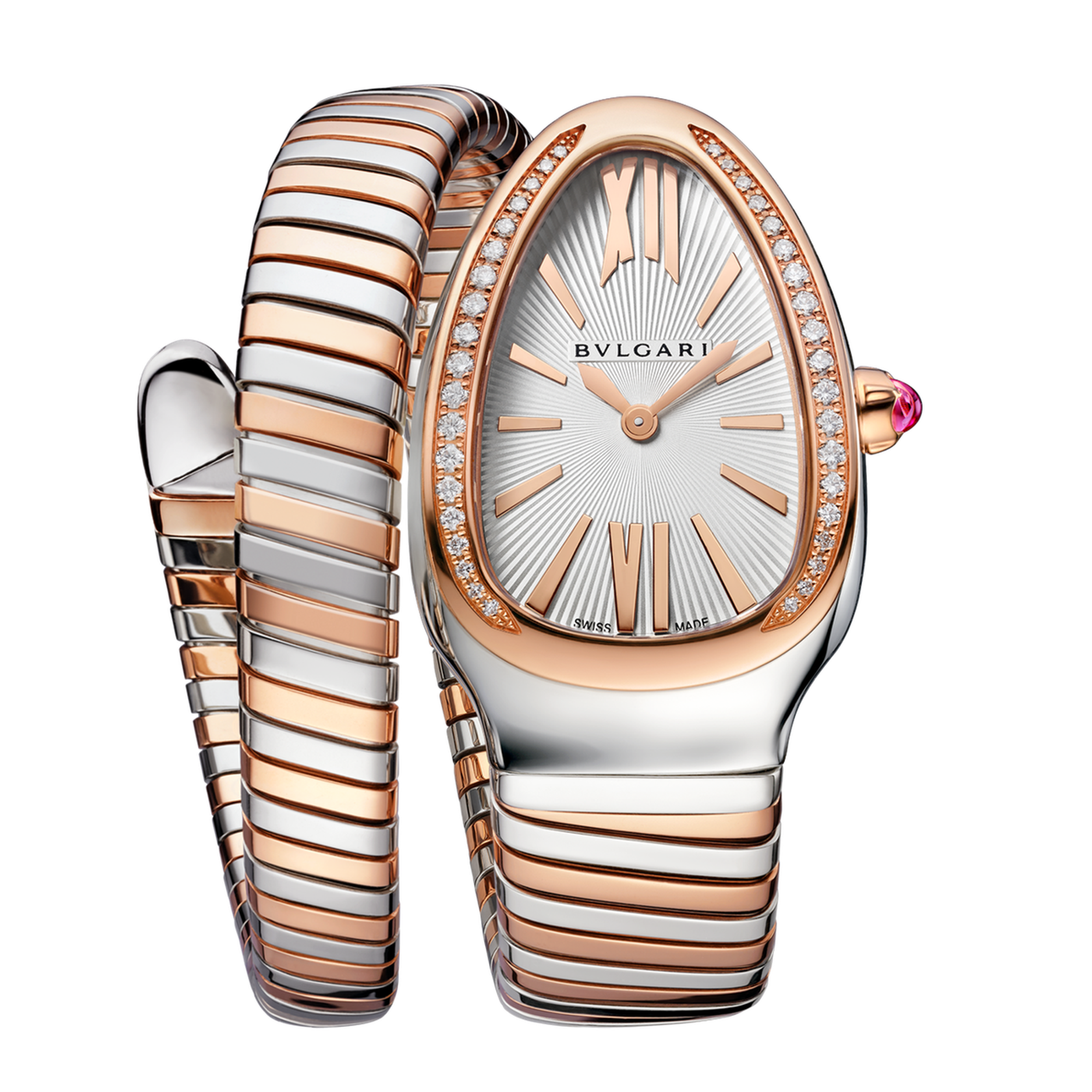 Serpenti Tubogas Rose Gold & Steel Diamond White Dial 35mm Product Image 1