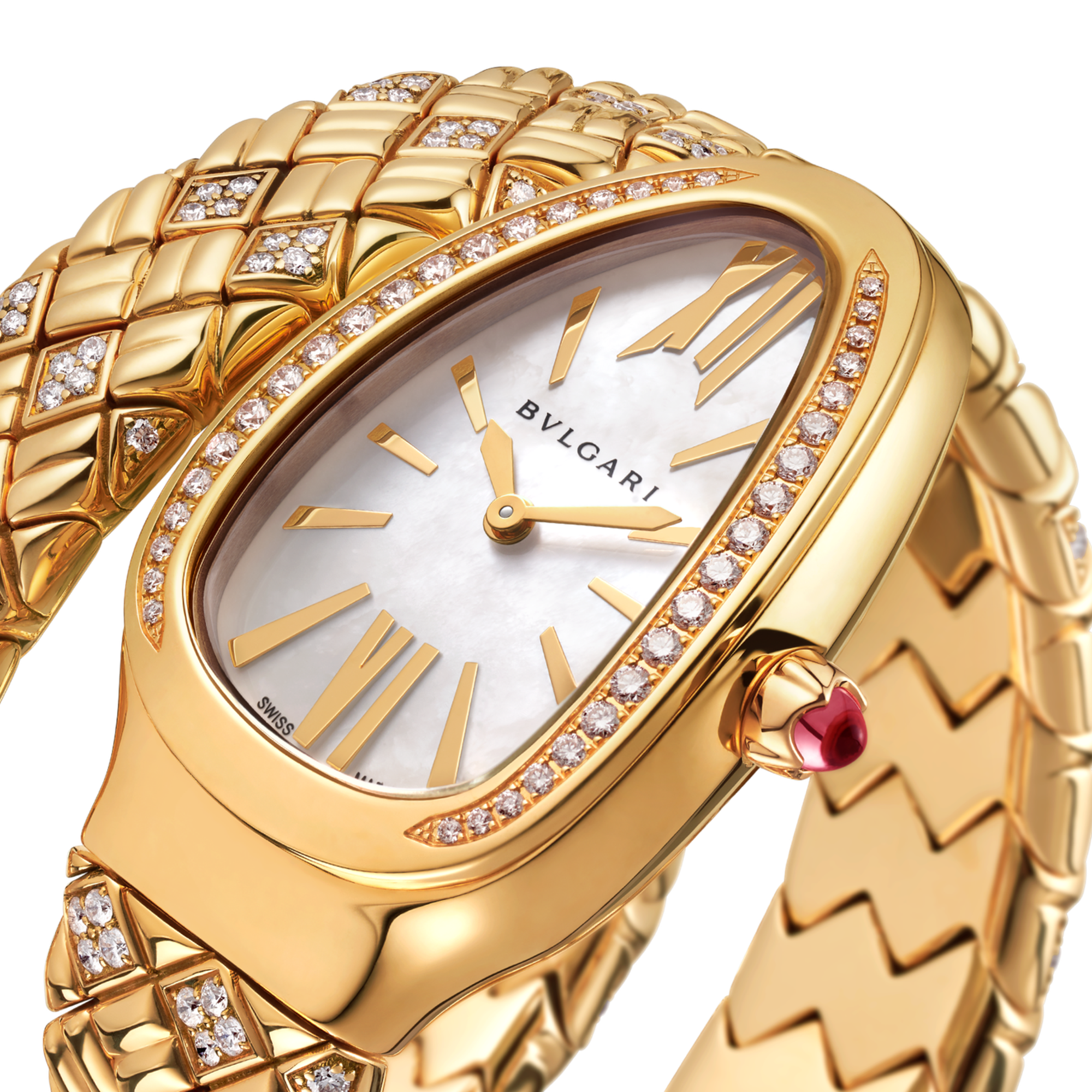 Serpenti Spiga Yellow Gold Diamond Mother of Pearl Dial 35mm Product Image 2
