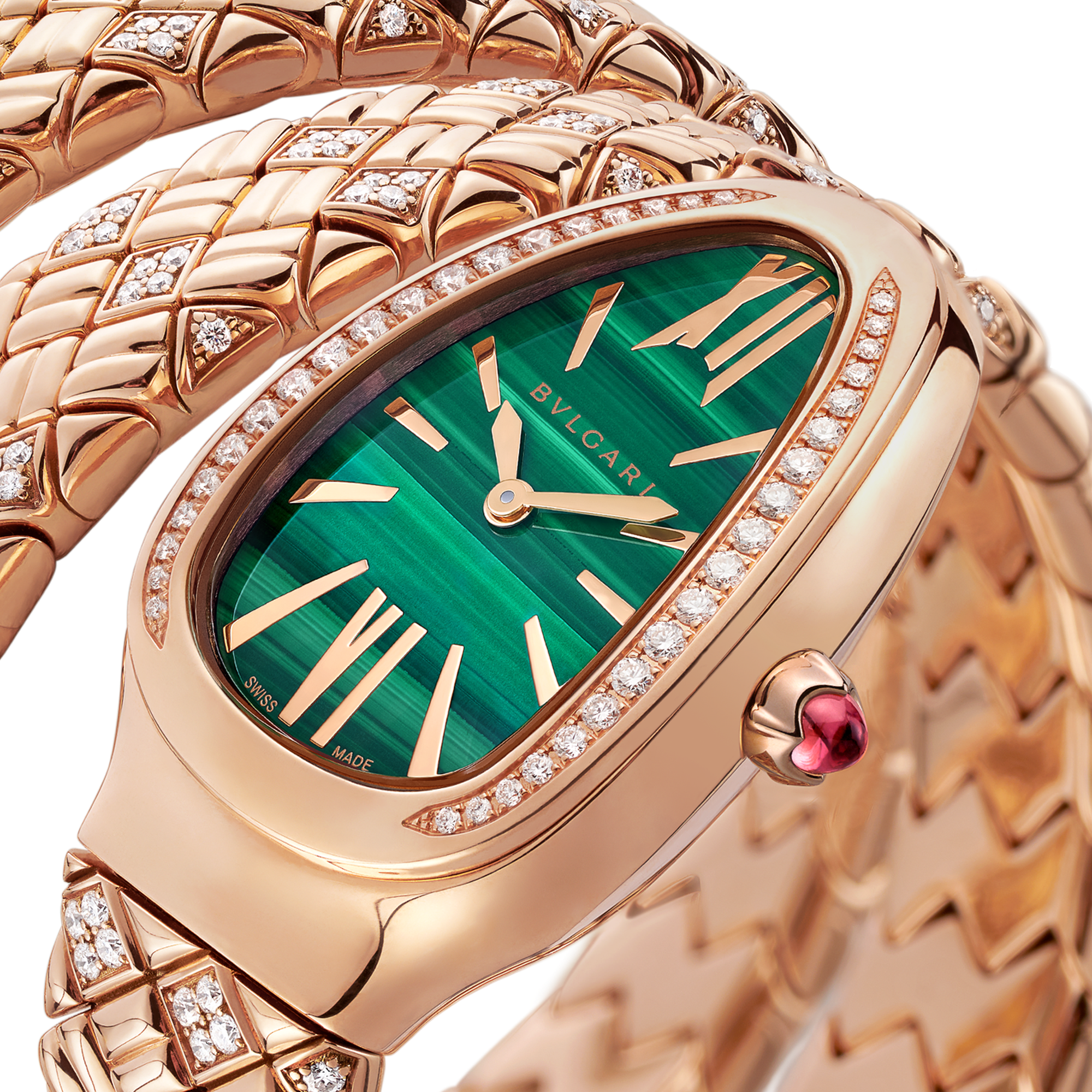 Serpenti Spiga Double Tour Rose Gold Diamond Green Dial 35mm Product Image 2