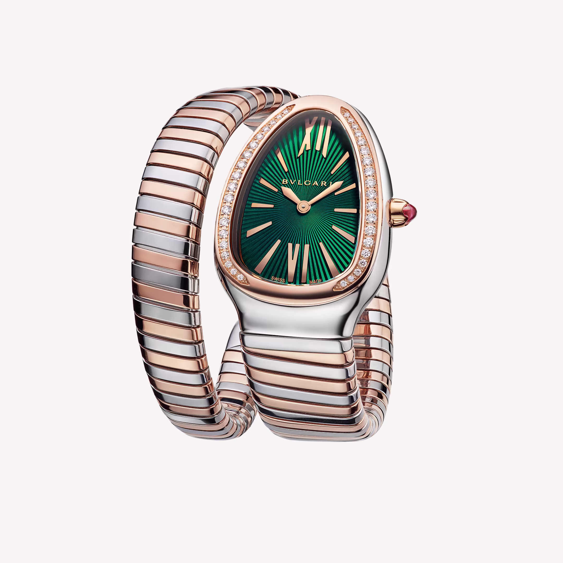 Serpenti Tubogas Rose Gold & Steel Diamond Green Dial 35mm Product Image 1