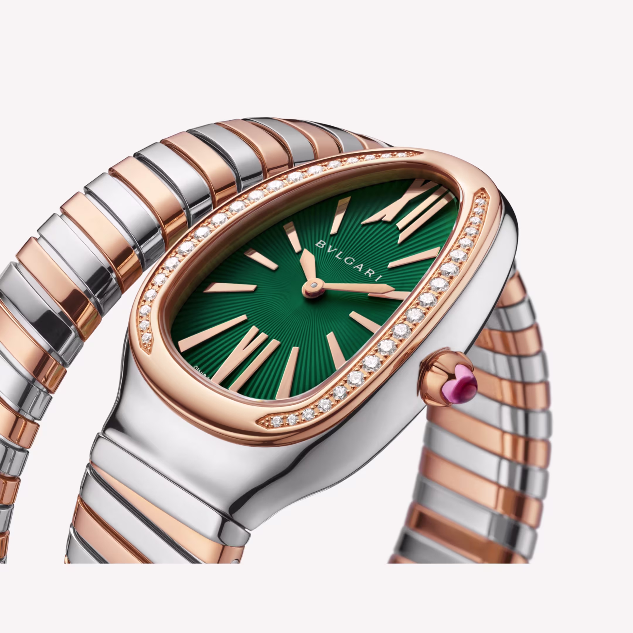 Serpenti Tubogas Rose Gold & Steel Diamond Green Dial 35mm Product Image 2