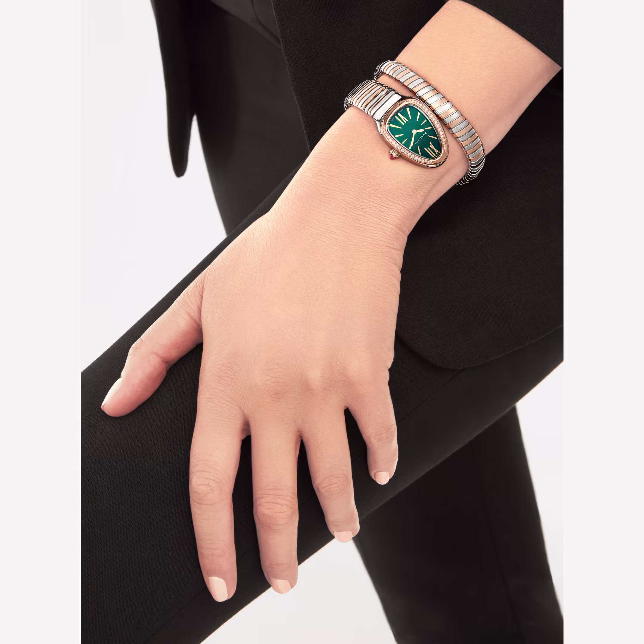 Serpenti Tubogas Rose Gold & Steel Diamond Green Dial 35mm Product Image 4