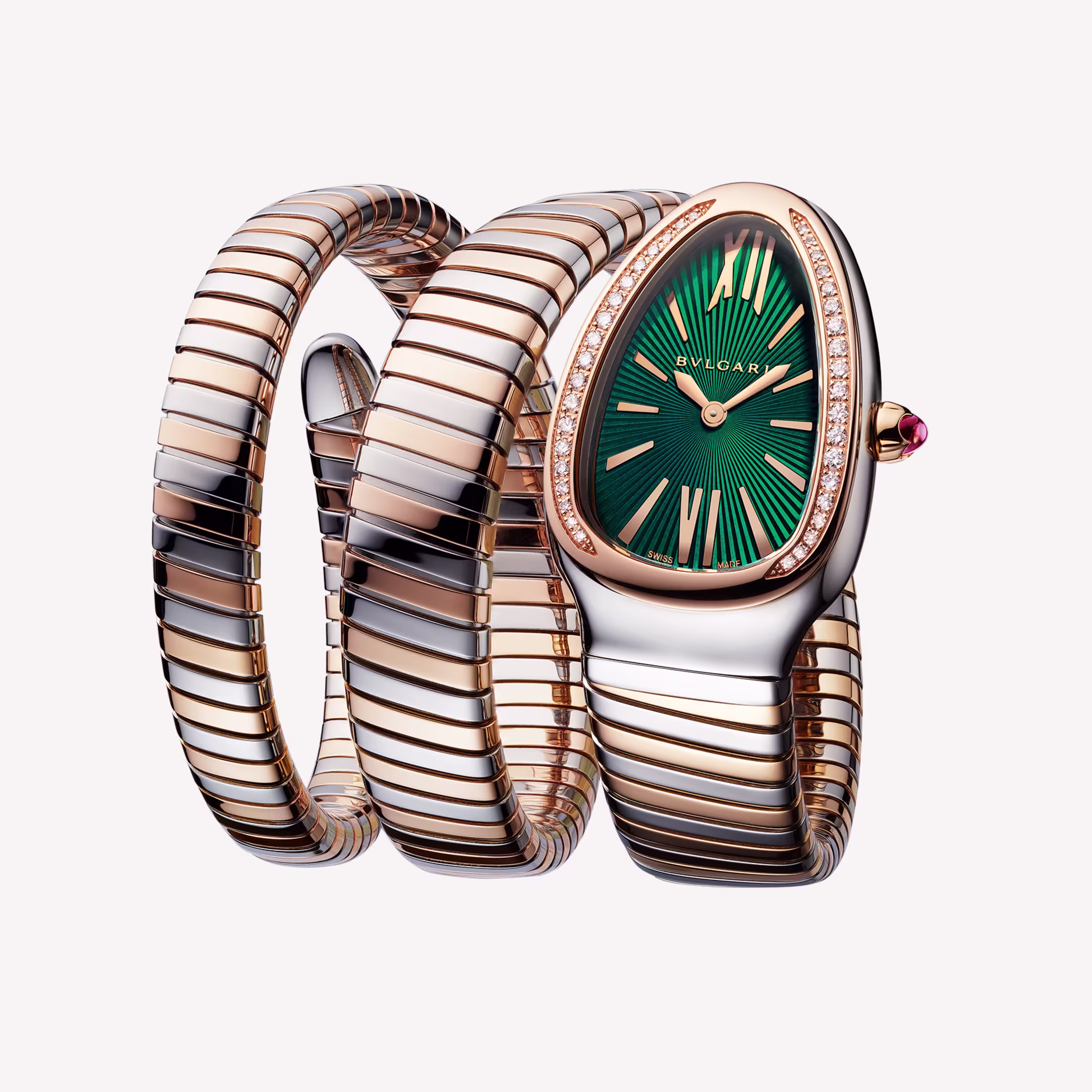 Serpenti Tubogas Rose Gold & Steel Diamond Green Dial 35mm Product Image 1