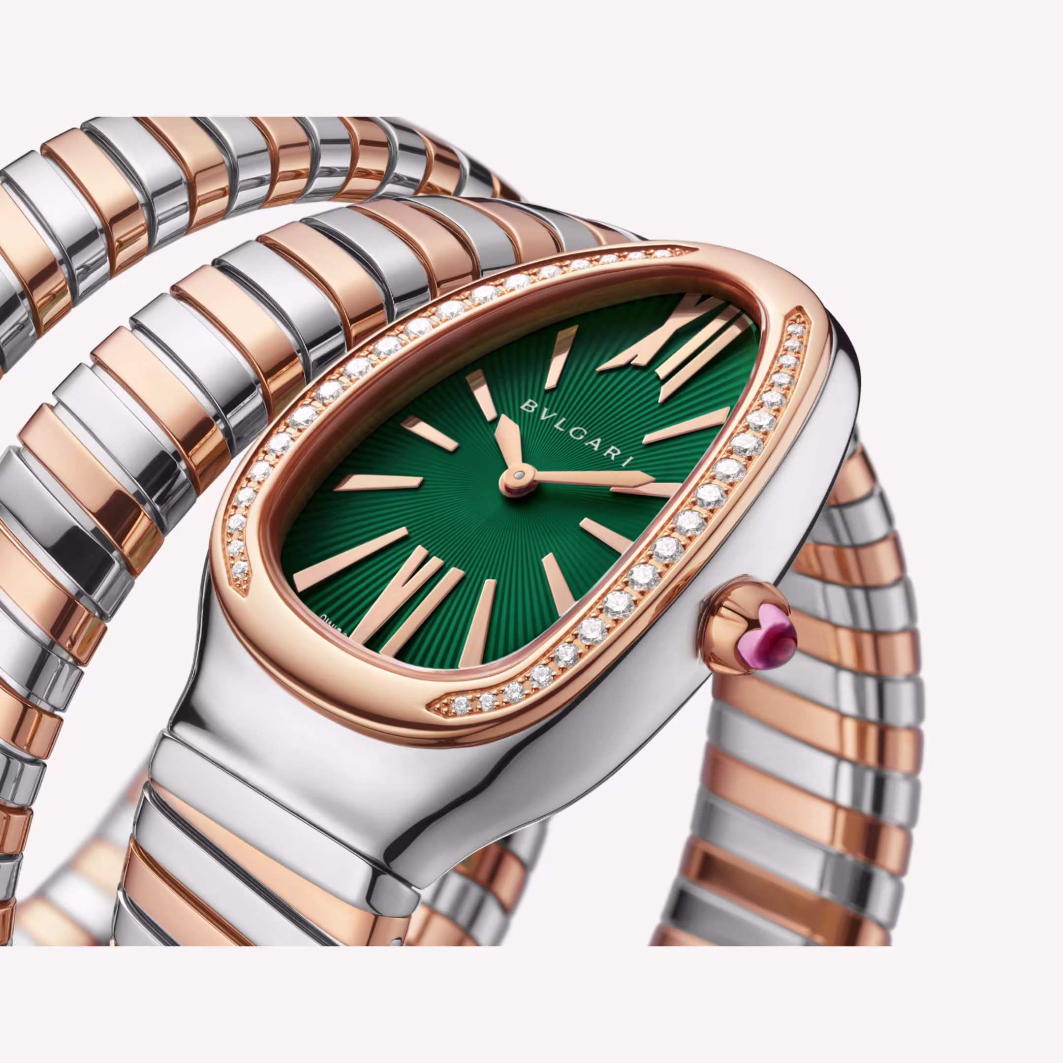 Serpenti Tubogas Rose Gold & Steel Diamond Green Dial 35mm Product Image 2