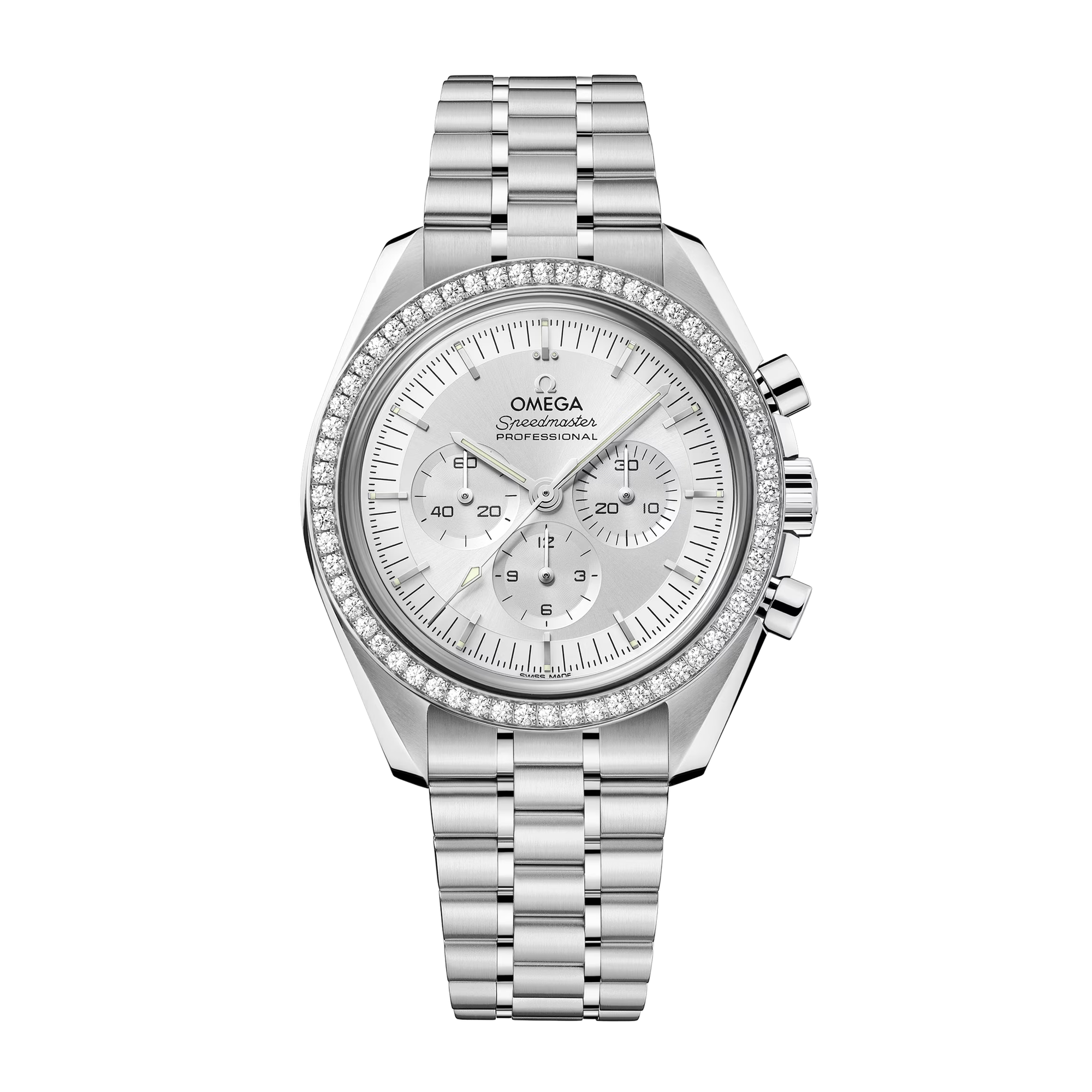 Speedmaster Professional Moonwatch White Gold Diamond Silver Dial 42mm Product Image 2