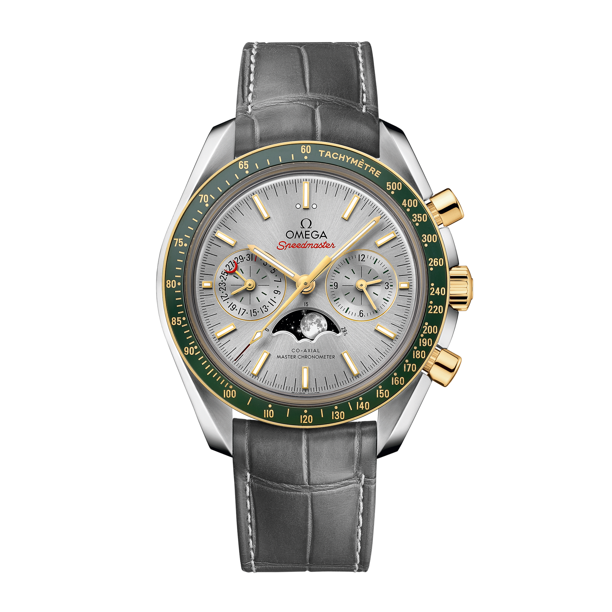 Speedmaster Moonphase Chronograph Yellow Gold & Steel Silver Dial 44mm Product Image