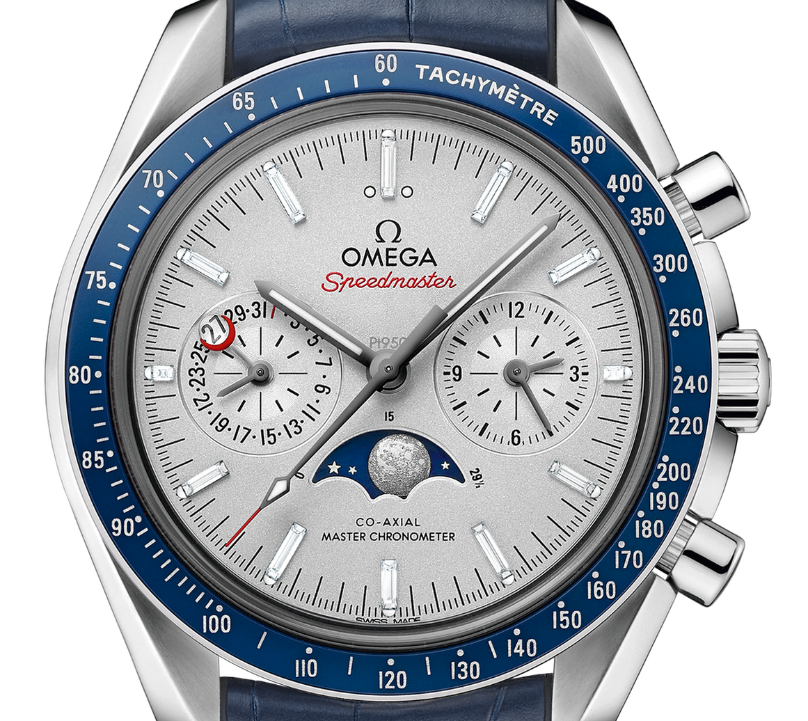 Speedmaster Moonphase Chronograph Platinum Silver Dial 44mm Product Image 3