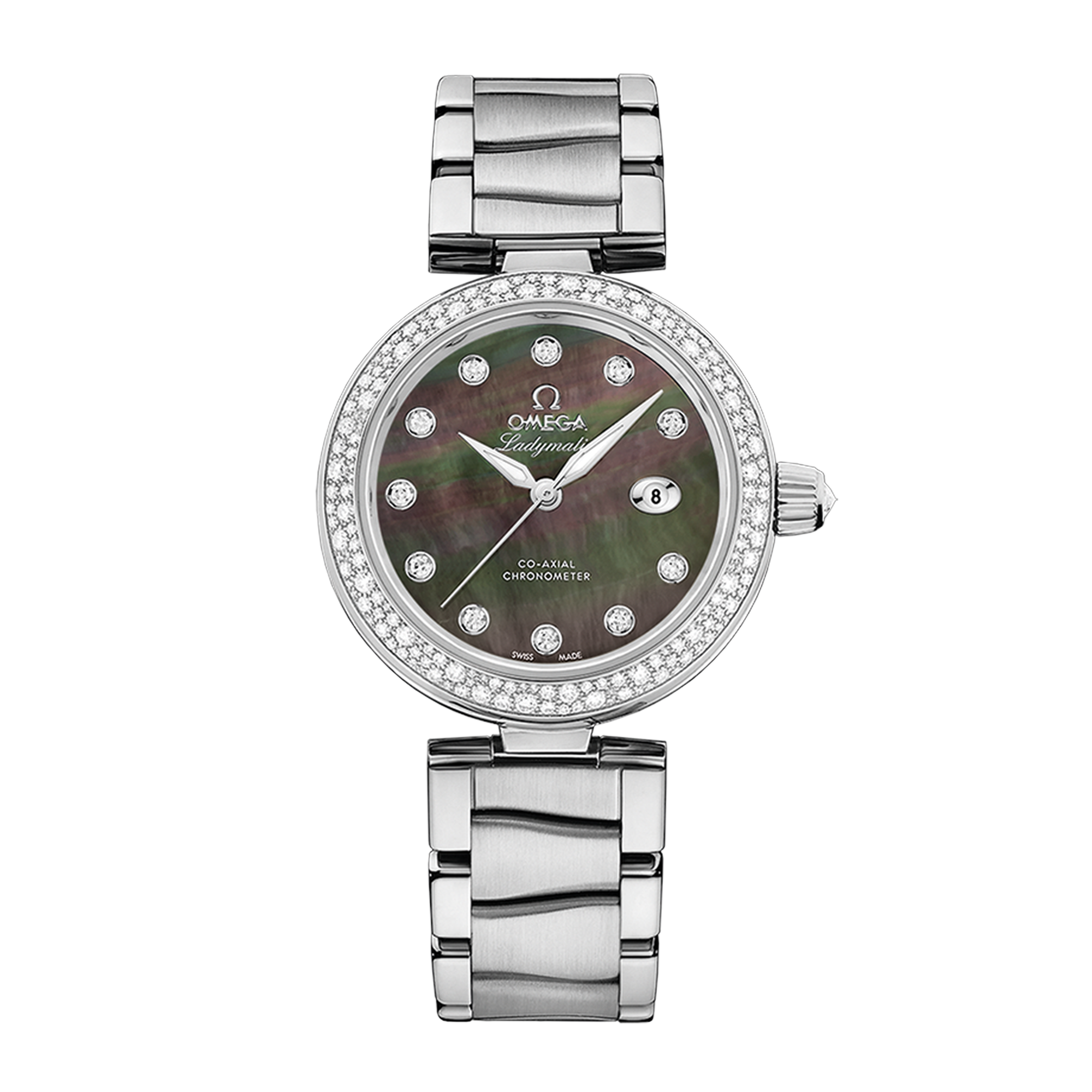 LadyMatic Steel Diamond Black Mother of Pearl Dial 34mm Product Image 1