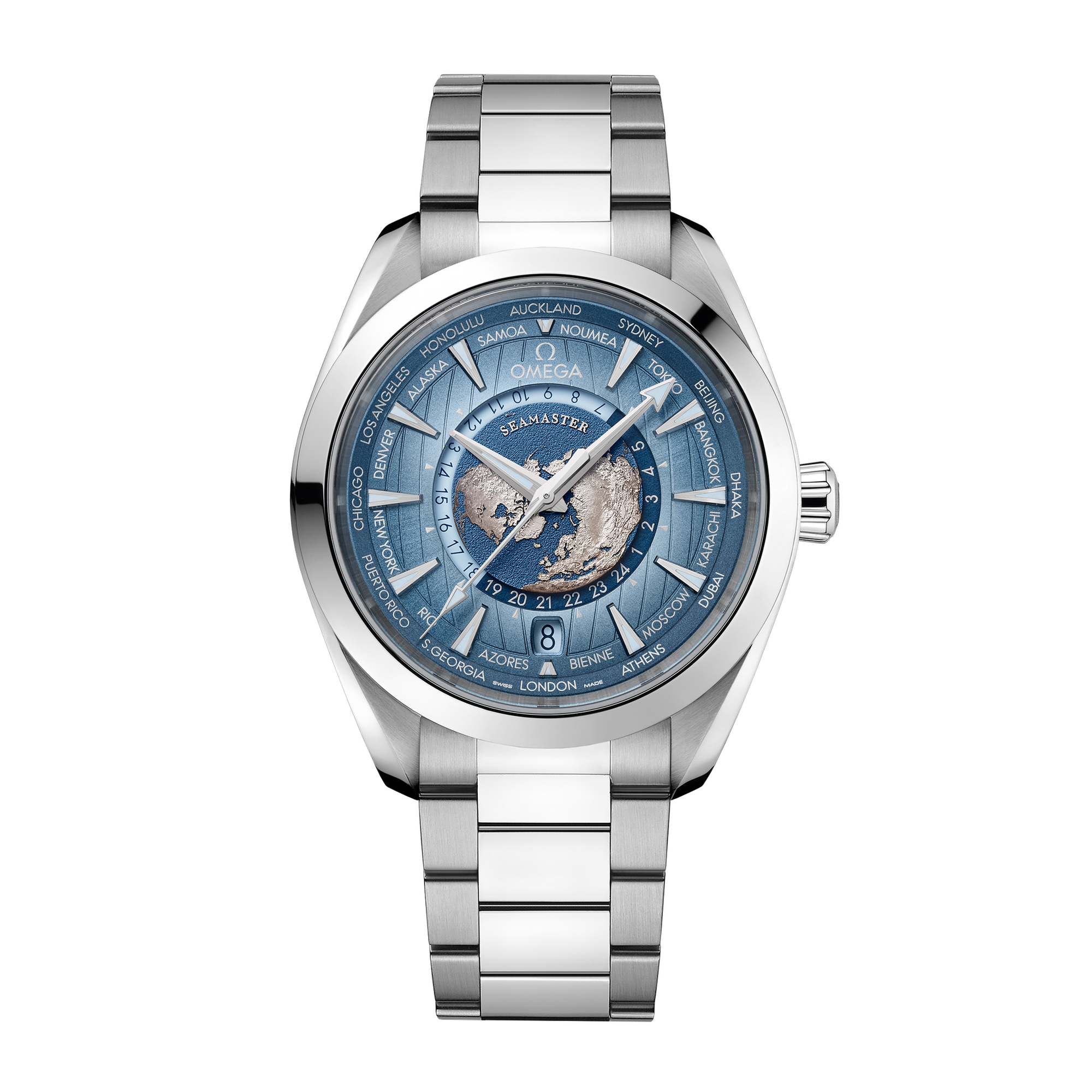 Aqua Terra Worldtimer Steel Summer Blue Dial 43mm Product Image 1