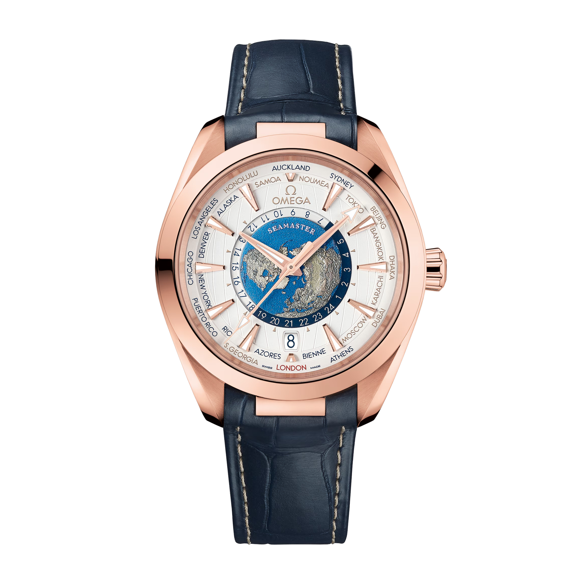 Aqua Terra Worldtimer Rose Gold Silver Dial 43mm Product Image 1