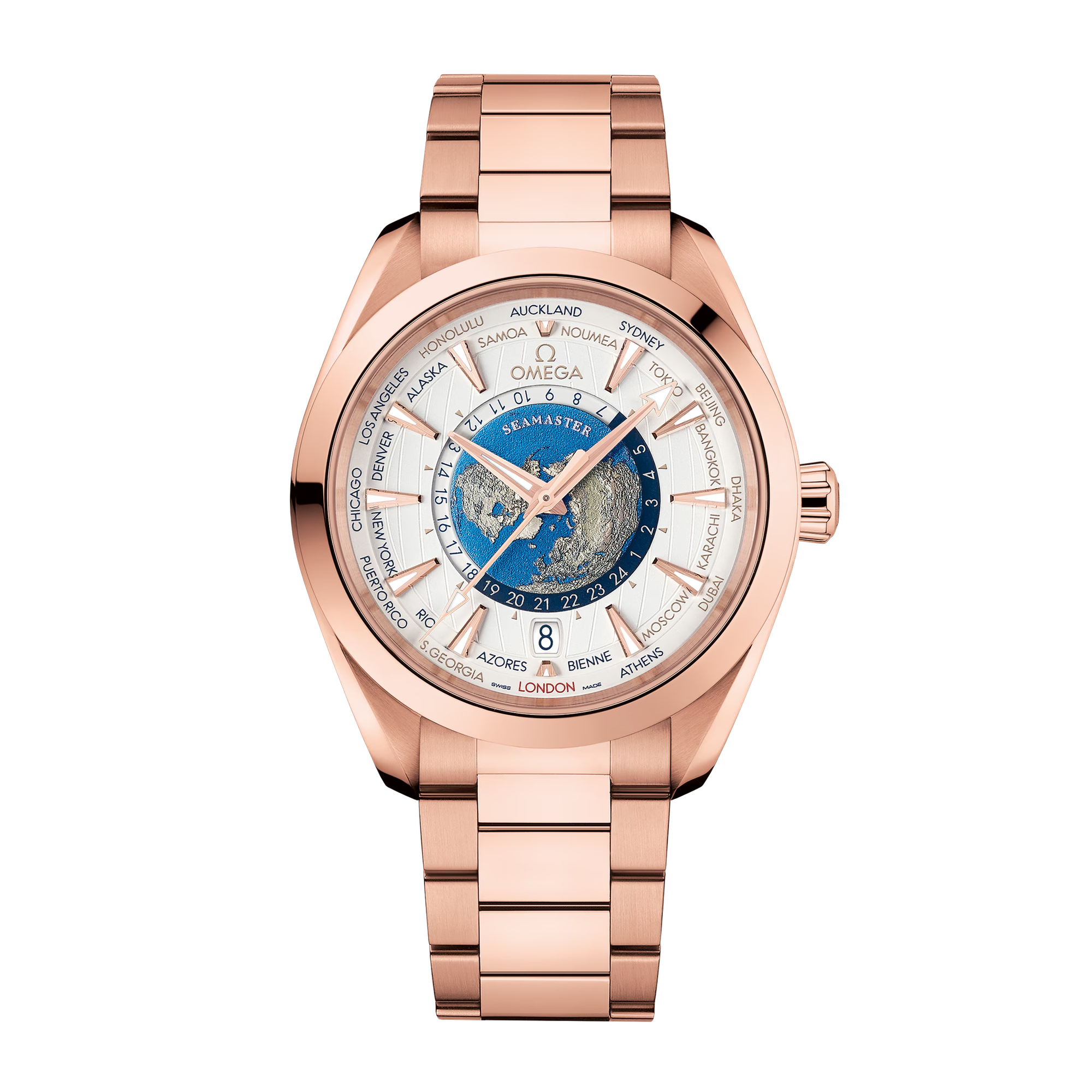 Aqua Terra Worldtimer Rose Gold Silver Dial 43mm Product Image 1