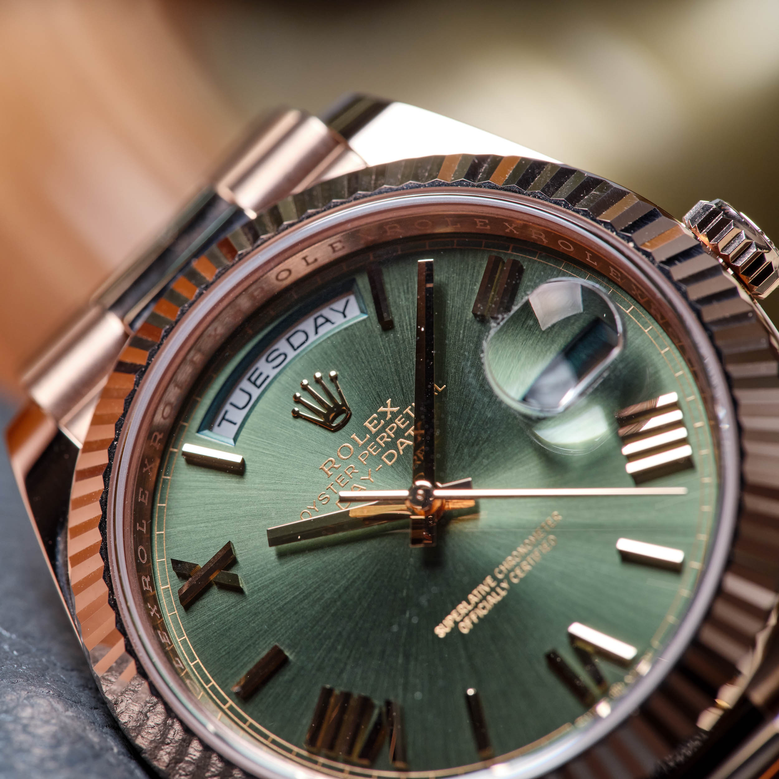 Day-Date Rose Gold Green Olive Dial 40mm Product Image 6