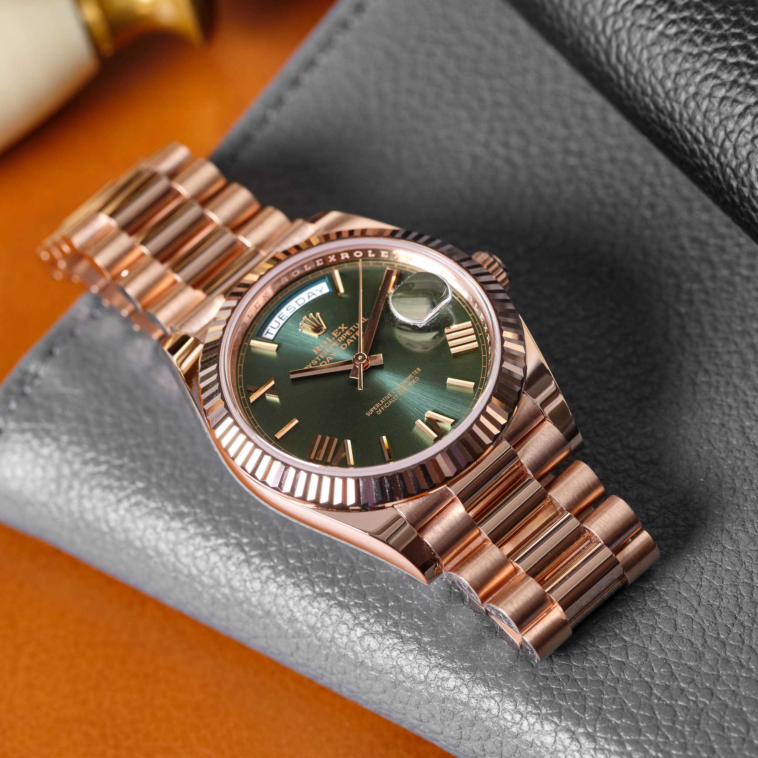 Day-Date Rose Gold Green Olive Dial 40mm Product Image 7