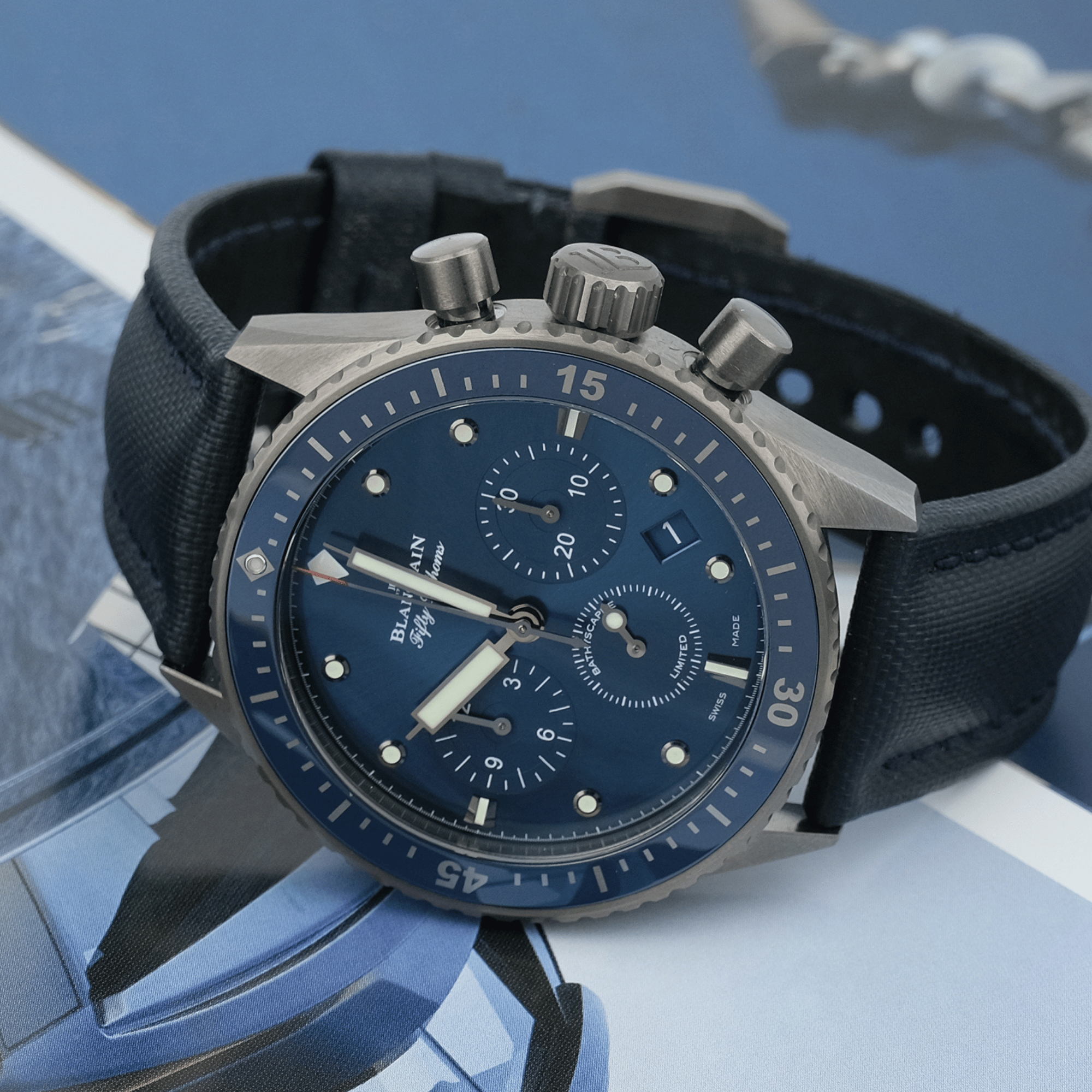 Fifty Fathoms Bathyscaphe Chronograph Flyback Ocean Commitment 43mm Product Image