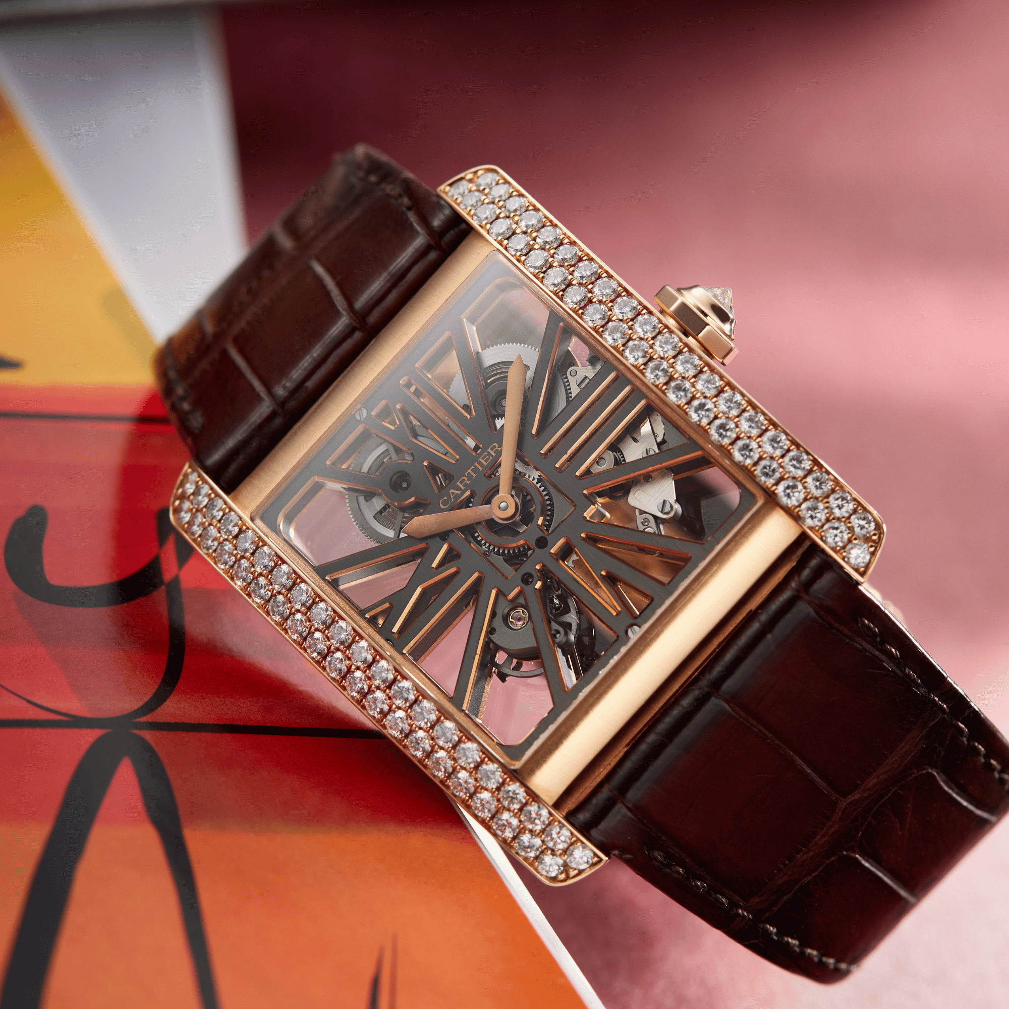 Tank MC Rose Gold Diamond Skeleton Dial 34mm Product Image 2