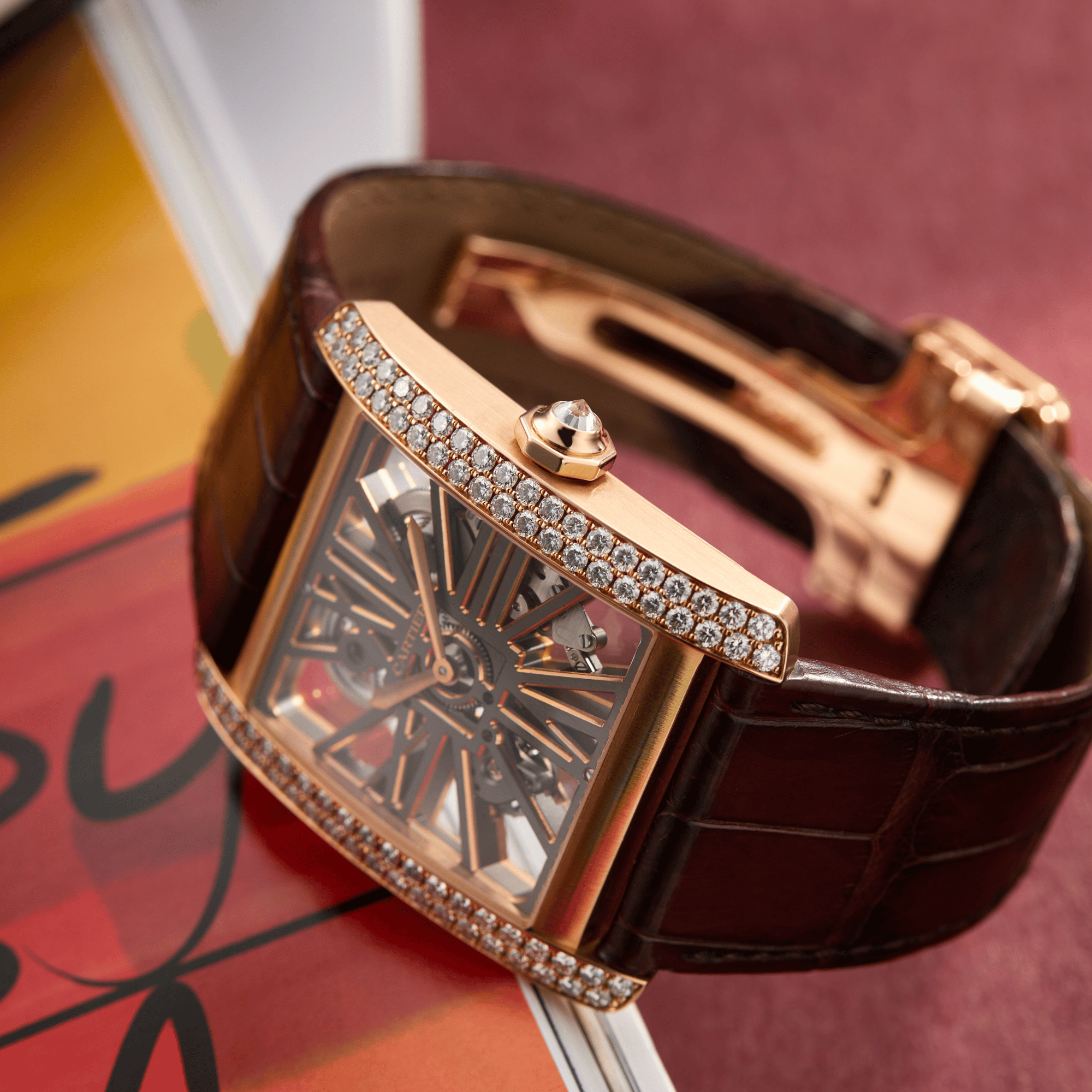 Tank MC Rose Gold Diamond Skeleton Dial 34mm Product Image 4