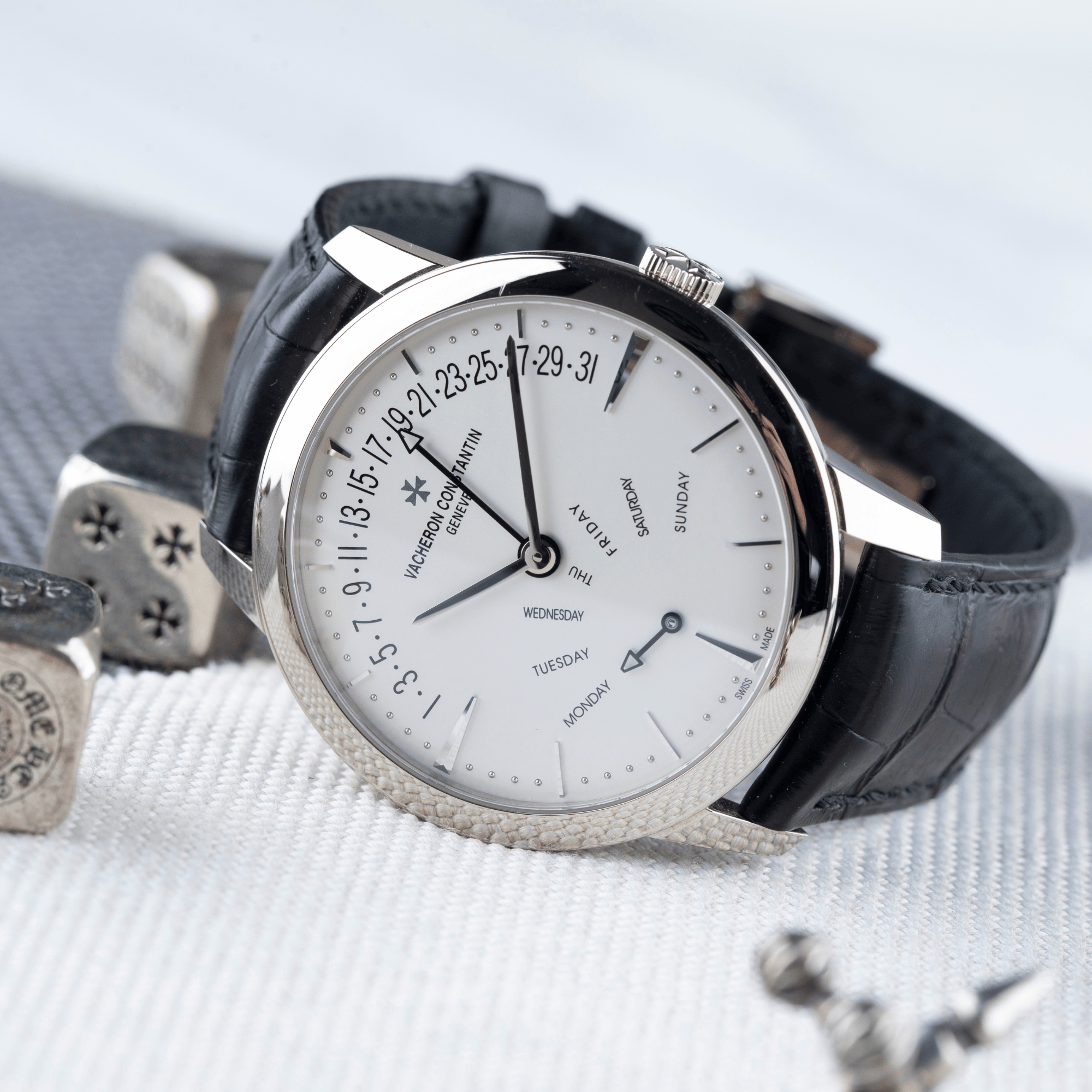 Patrimony Retrograde Day-Date White Gold Silver Dial 43mm Product Image