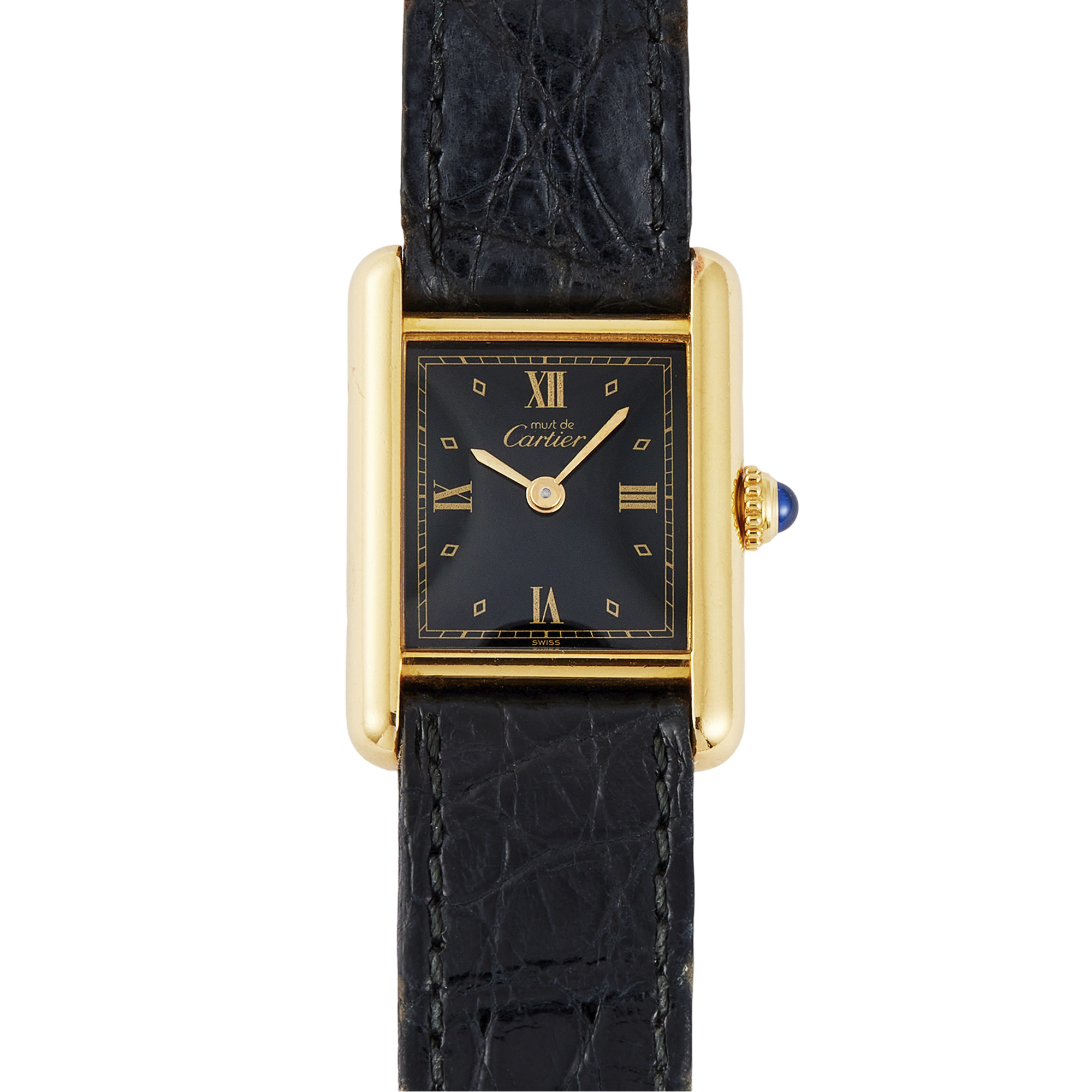 Cartier Tank Vermeil Gold Plated Black Dial 20mm 557051 - Make an