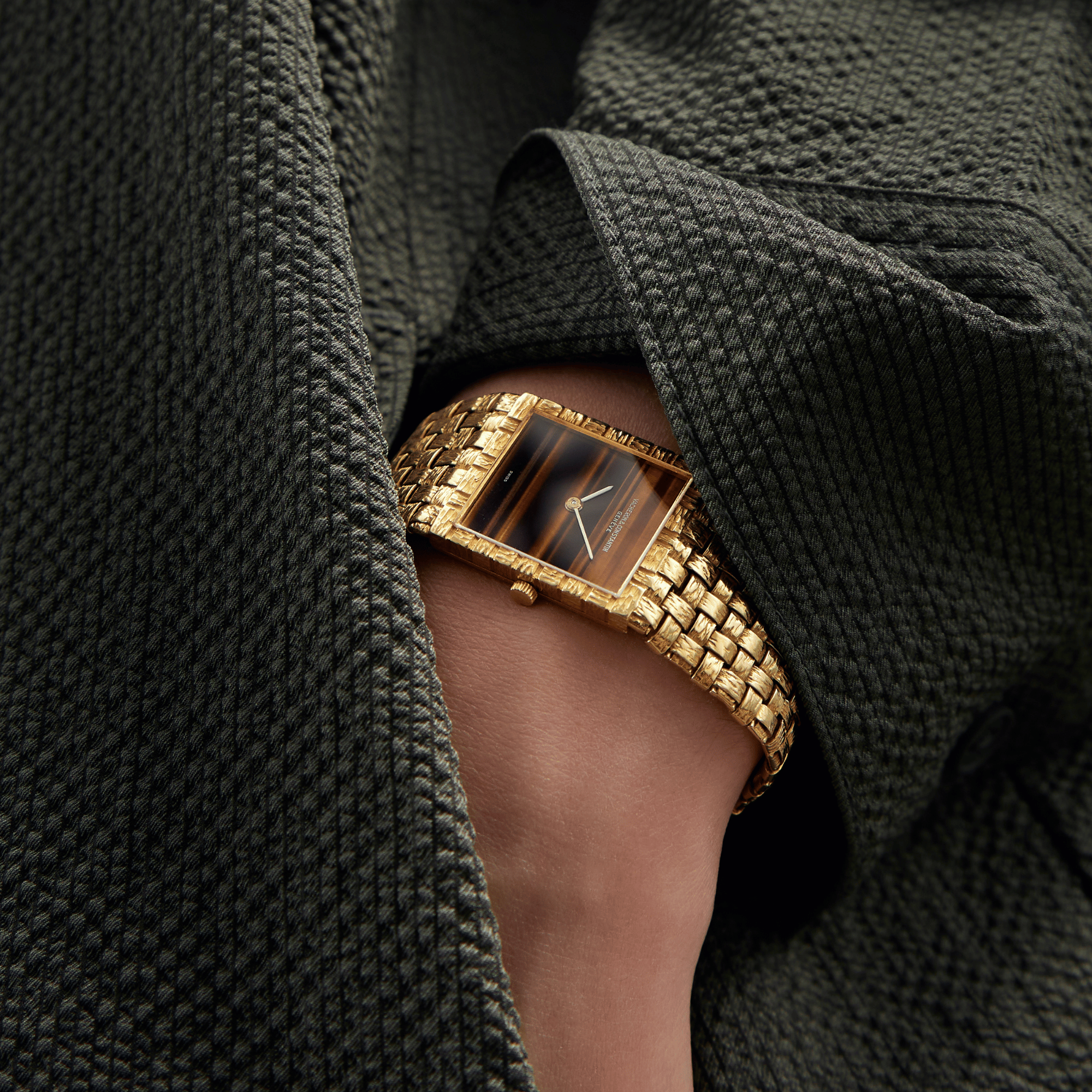 Vintage Tigers Eye Yellow Gold Brown Dial 22mm Product Image