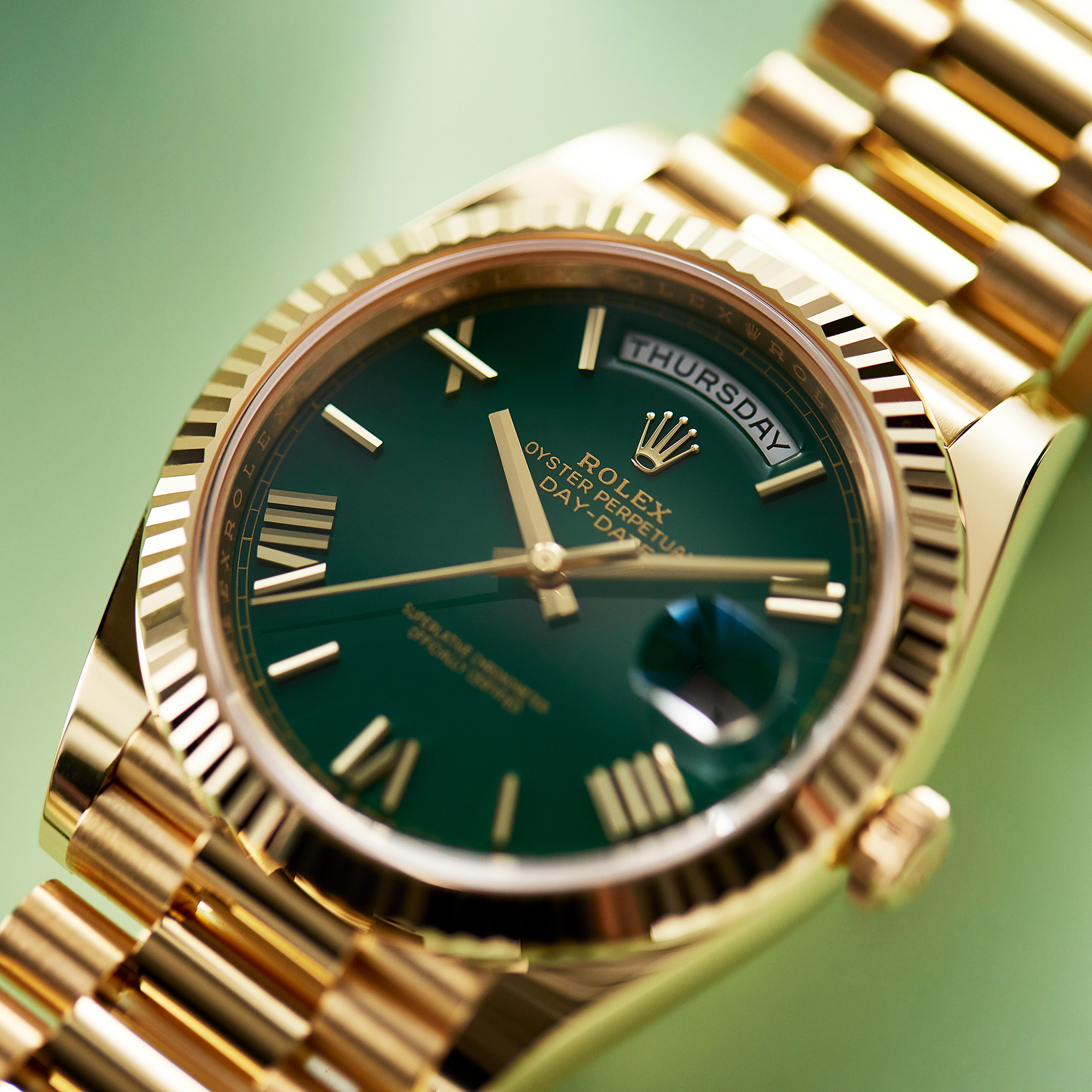 Day-Date Yellow Gold Green Dial 40mm Product Image 6