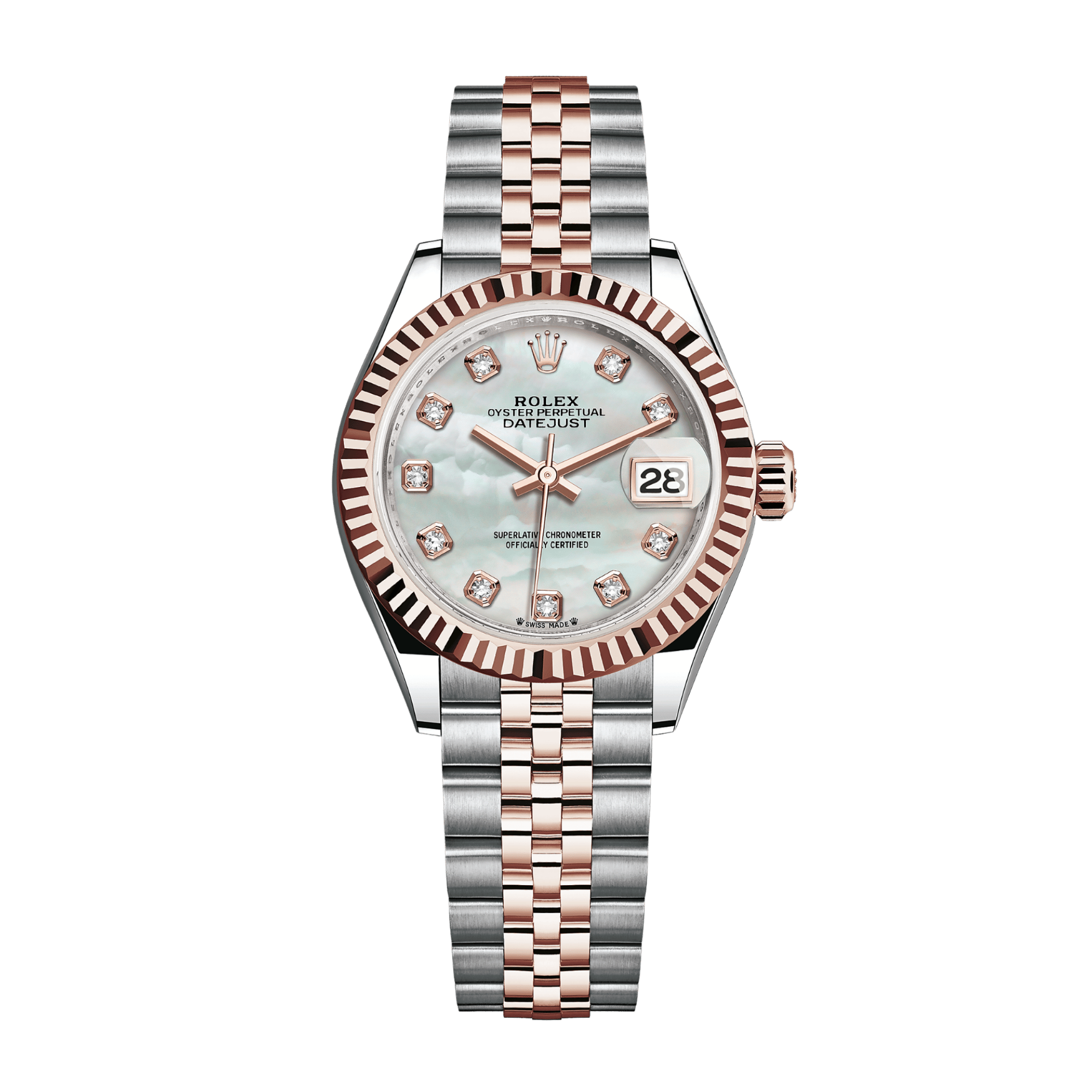 Lady-Datejust Rose Gold & Steel Jubilee Mother of Pearl Dial 28mm Product Image