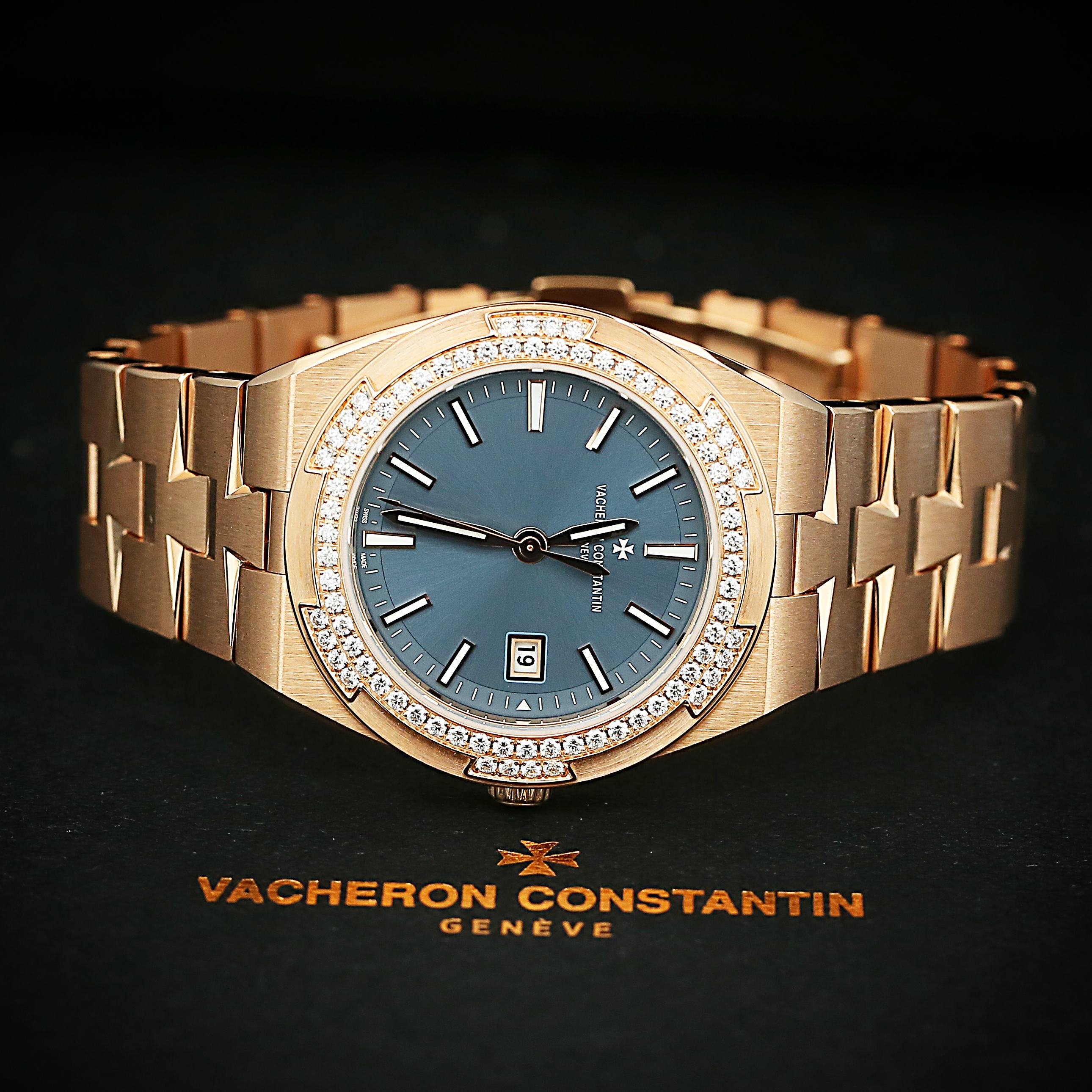 Overseas Quartz Rose Gold Diamond Blue Dial 33mm Product Image 1