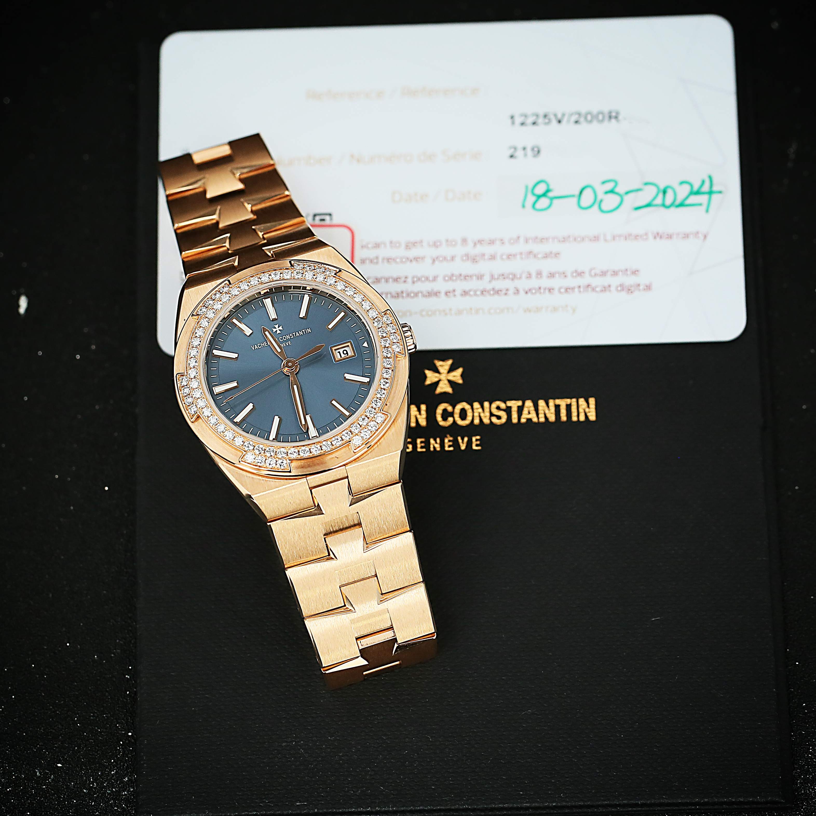Overseas Quartz Rose Gold Diamond Blue Dial 33mm Product Image 7