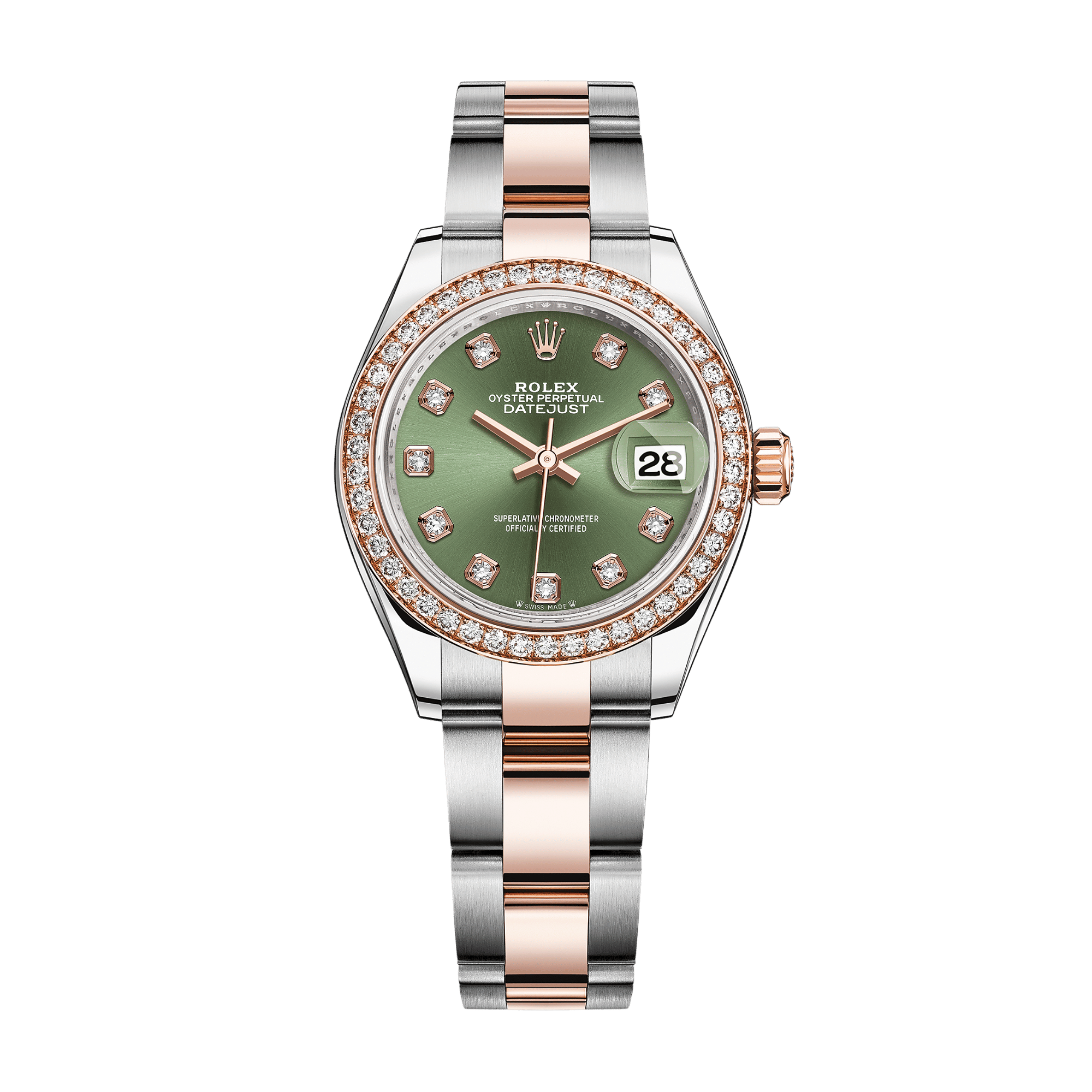 Lady-Datejust Rose Gold & Steel Diamond Green Dial 28mm Product Image