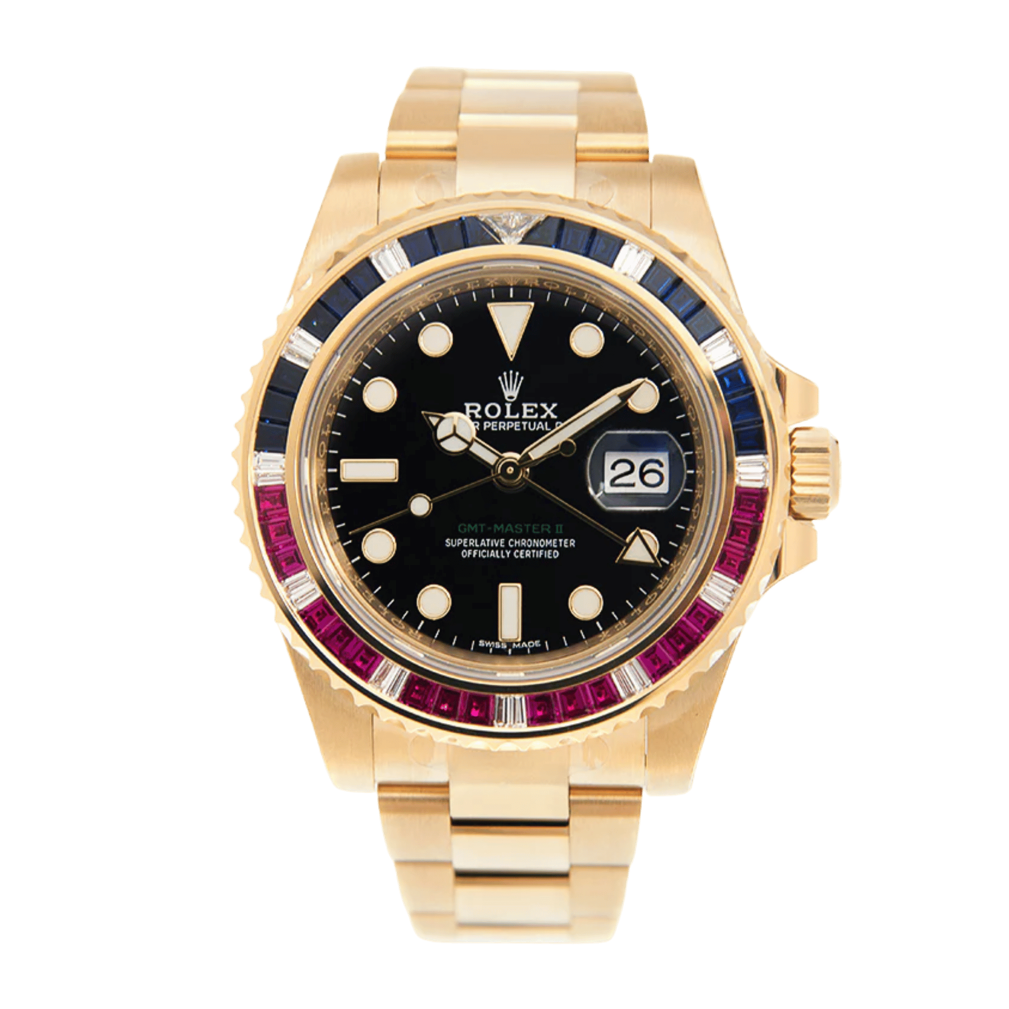 GMT-Master II Yellow Gold Sapphire Ruby Black Dial 40mm Product Image