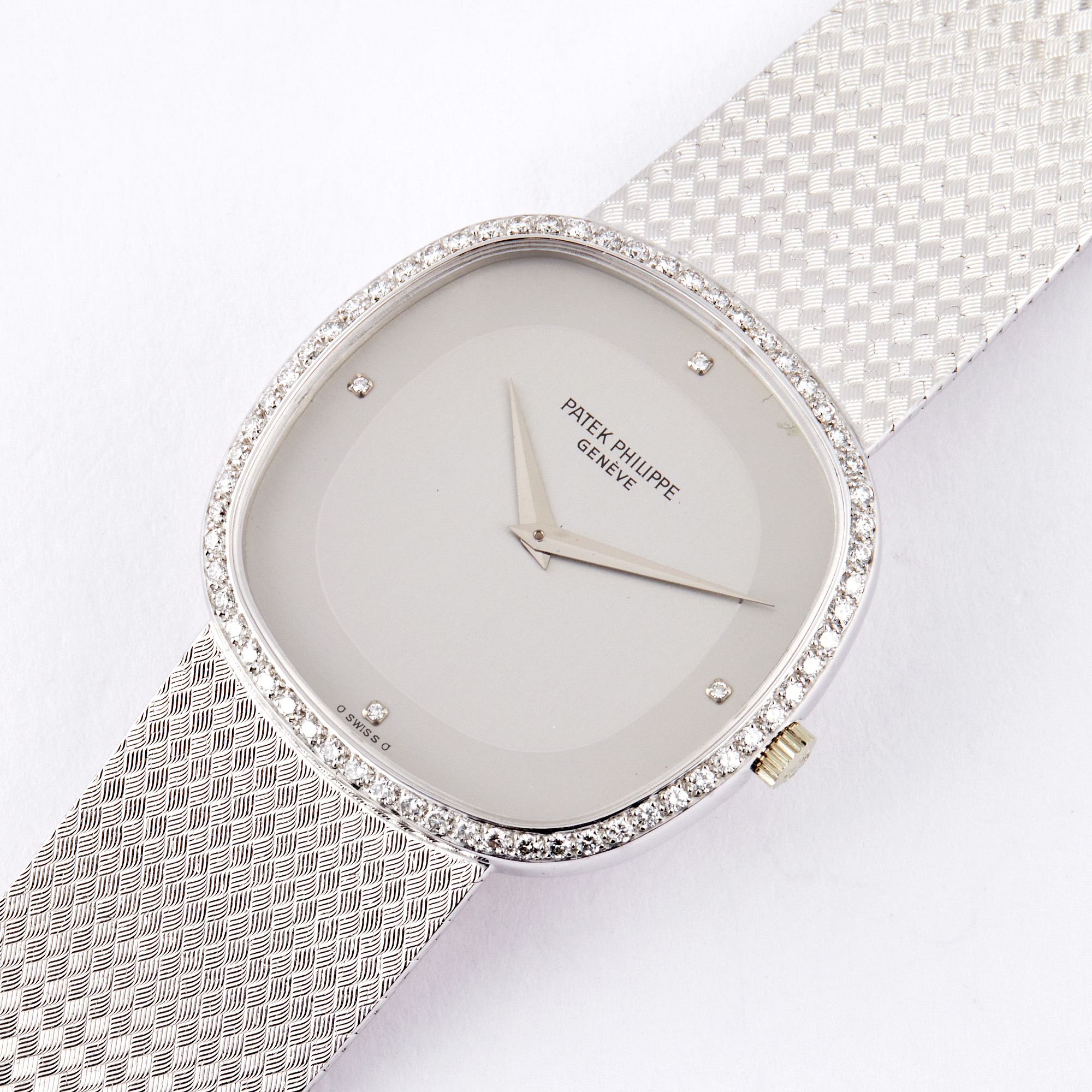 Vintage Ellipse White Gold Diamond Silver Dial 33mm Product Image 1