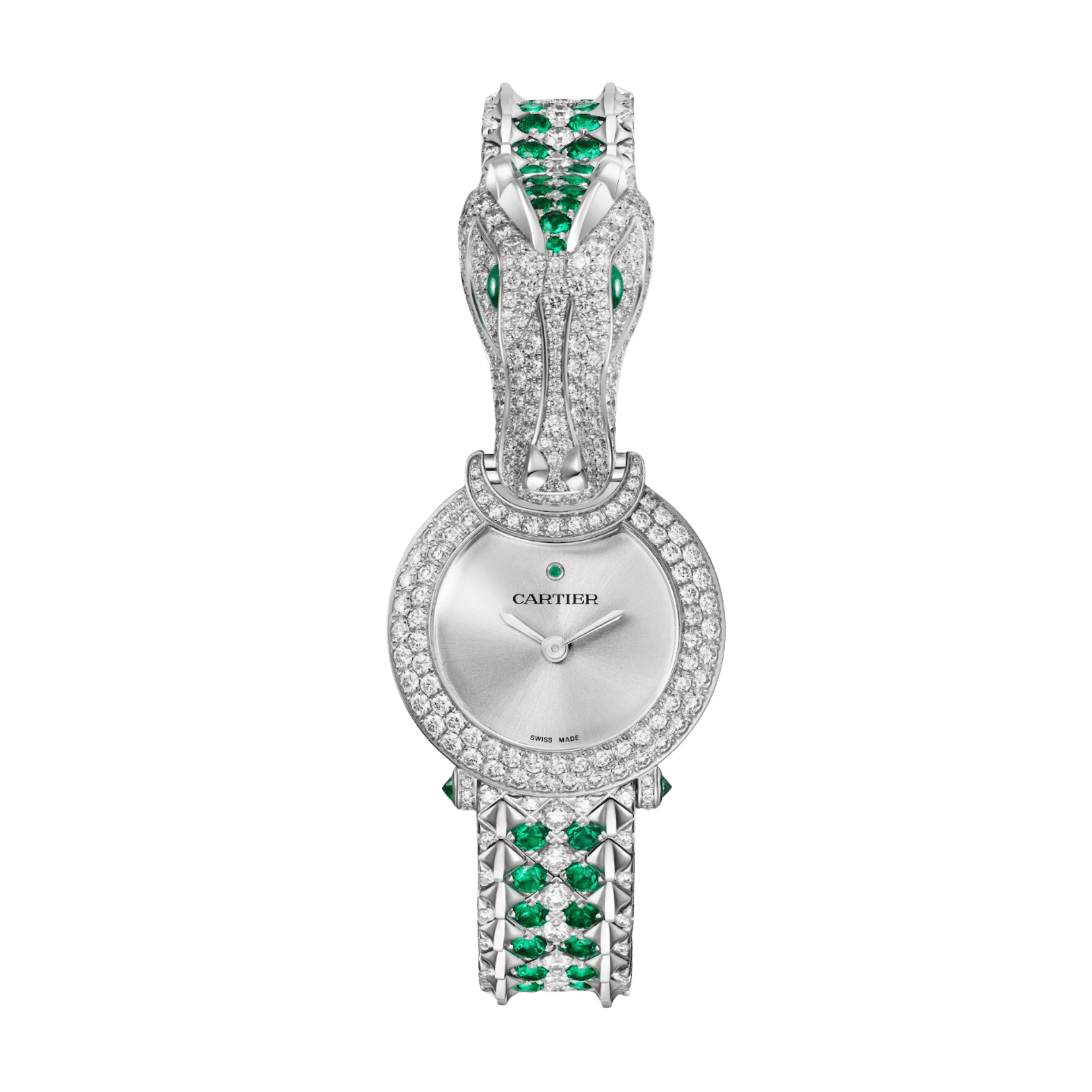 Cartier Animalière White Gold Diamond & Emerald Silver Dial 23mm
