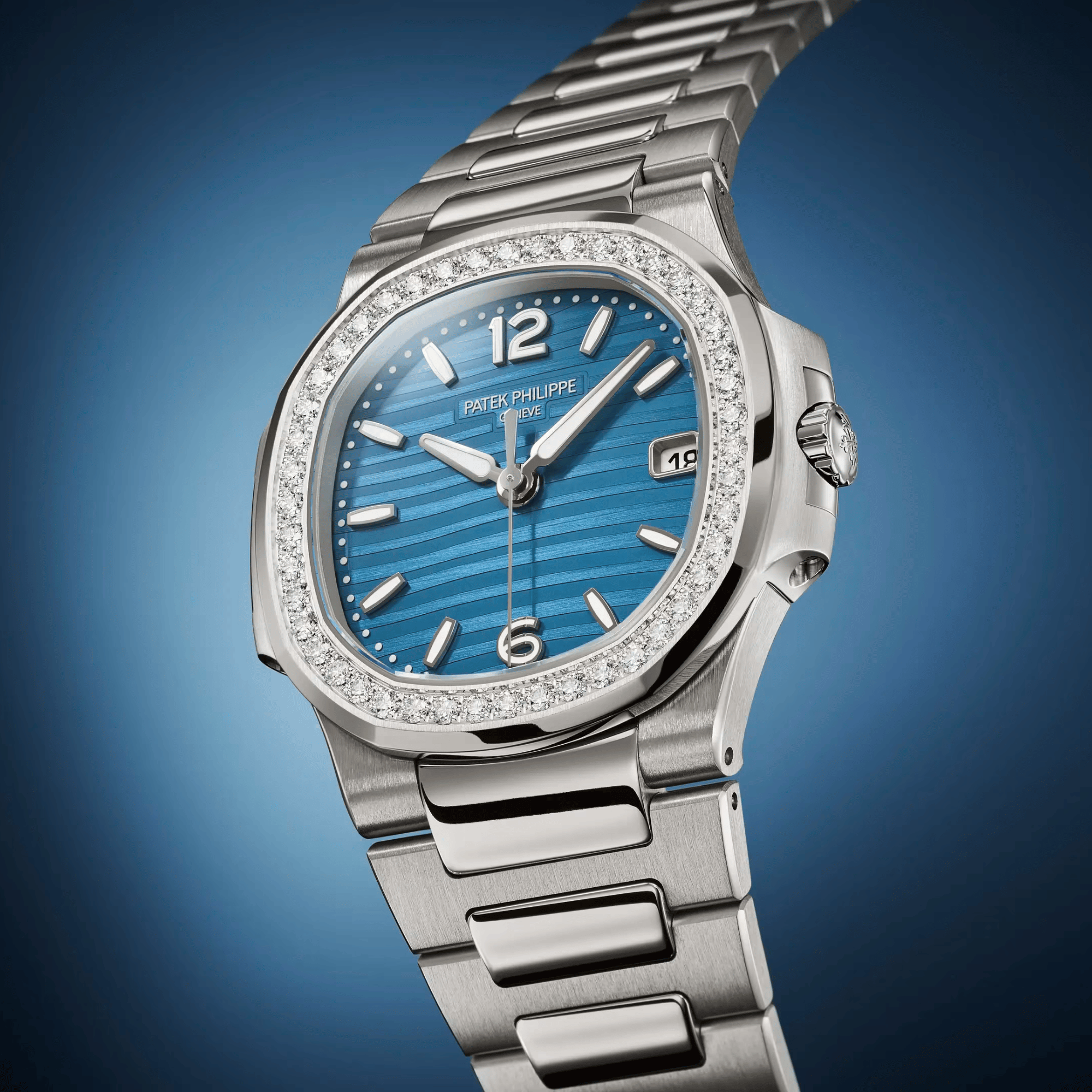Nautilus White Gold Diamond Azure Blue Dial 32mm Product Image 1