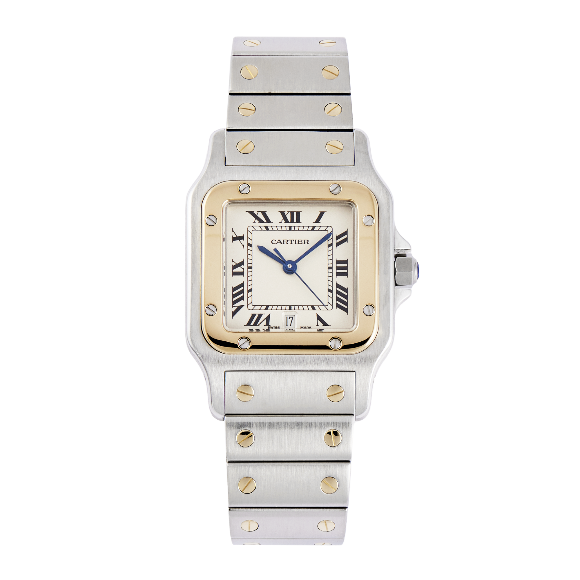 Vintage Santos Galbee Yellow Gold & Steel Silver Dial 28mm Product Image