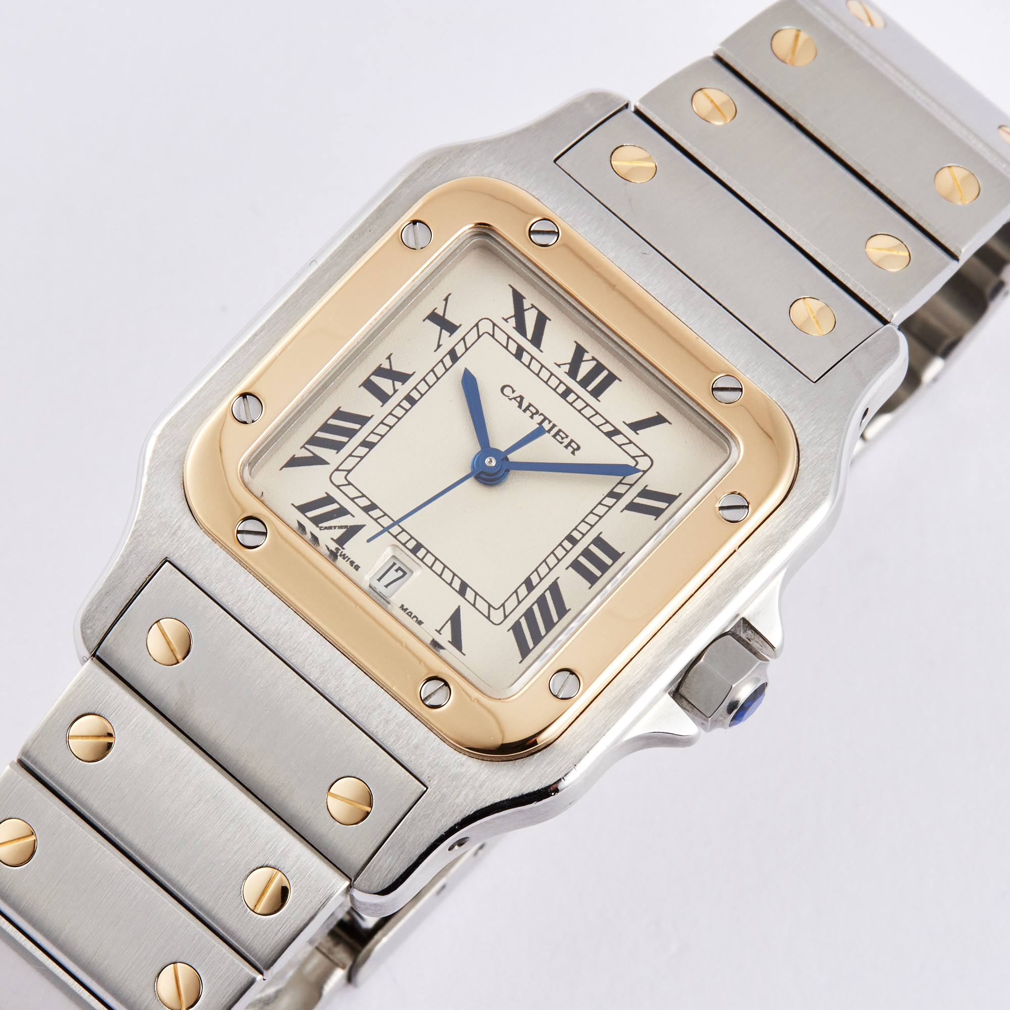 Vintage Santos Galbee Yellow Gold & Steel Silver Dial 28mm Product Image 1