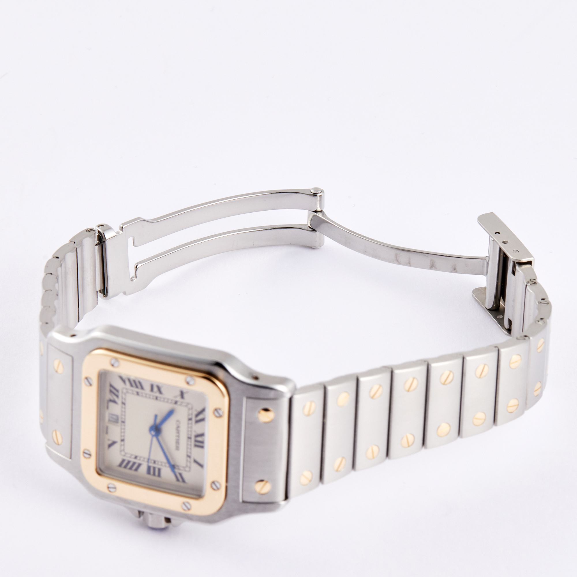 Vintage Santos Galbee Yellow Gold & Steel Silver Dial 28mm Product Image 8